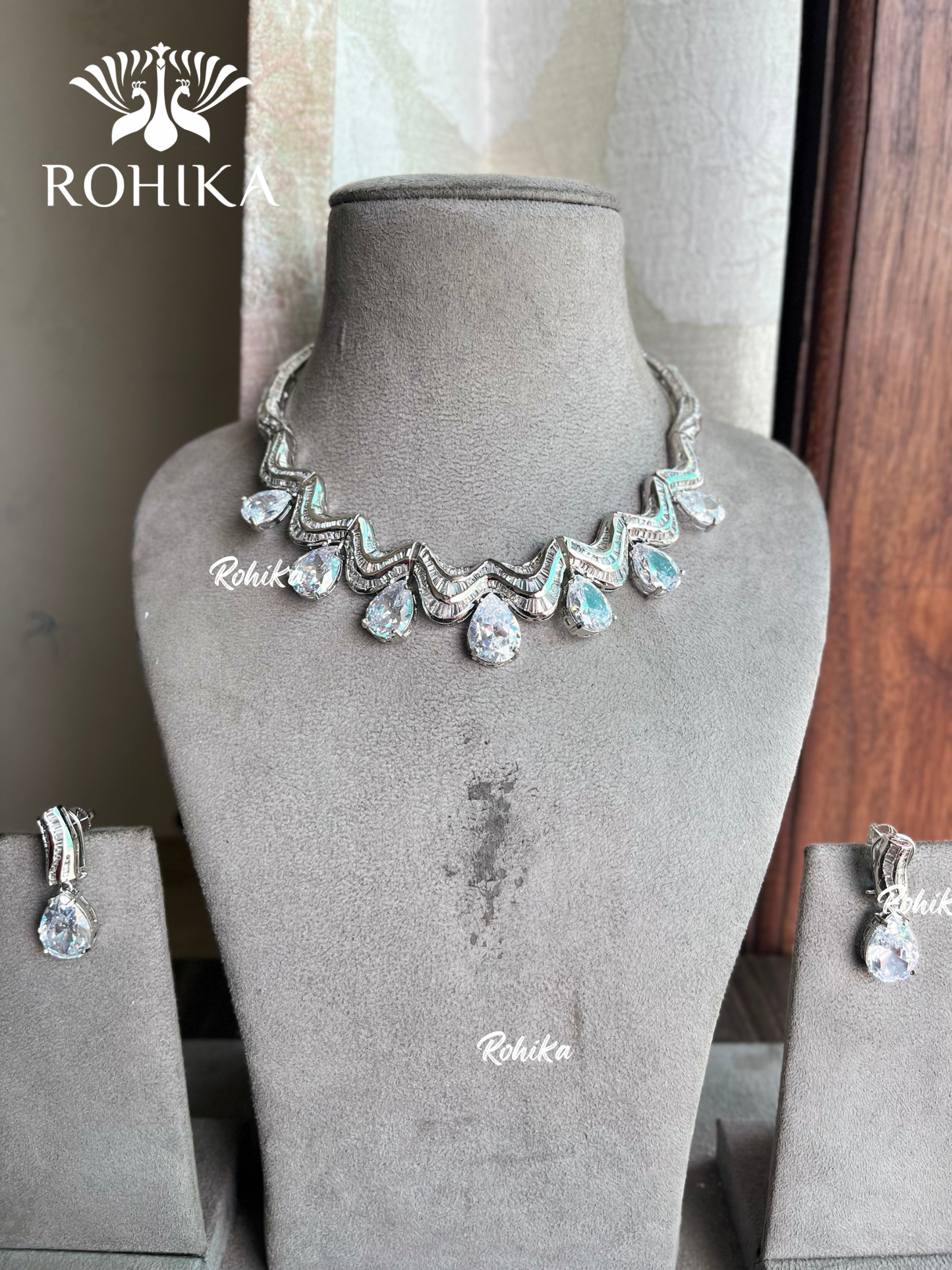 American diamond choker set (ADN -020) - White