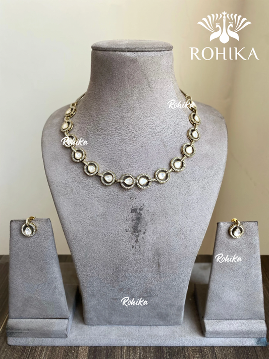 Aagaaz polki kundan necklace set - White