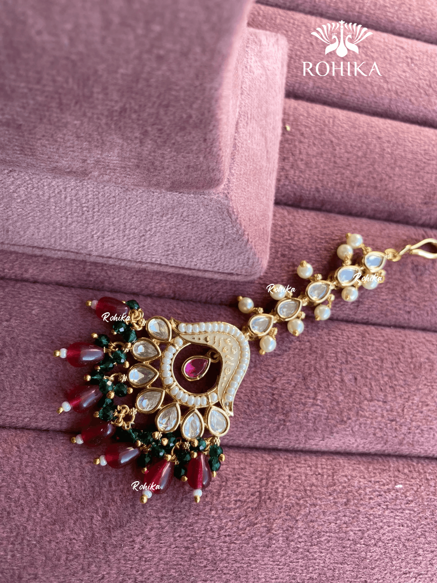 Polki kundan maangtikka (PLKM-029) - Ruby red - Rohika Store
