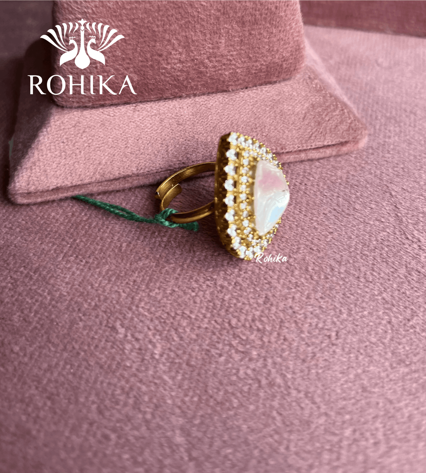 Angana polki kundan ring (SG-017) - White - Rohika Store