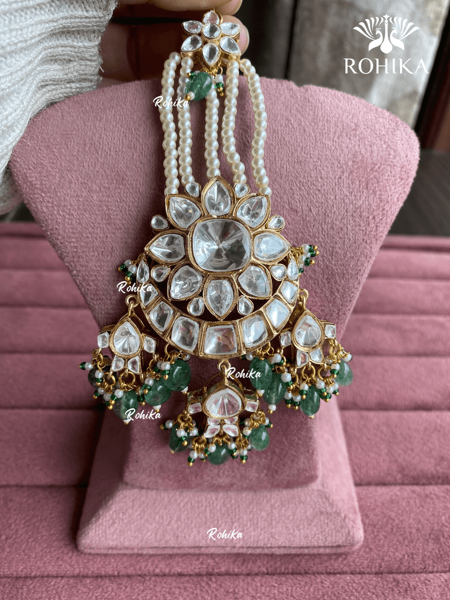 Bandini polki kundan passa /jhoomer (014) - Mint green - Rohika Store