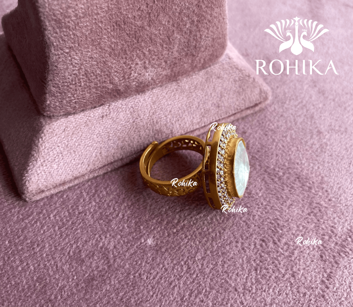 Angana polki kundan ring (SG-048) - White - Rohika Store