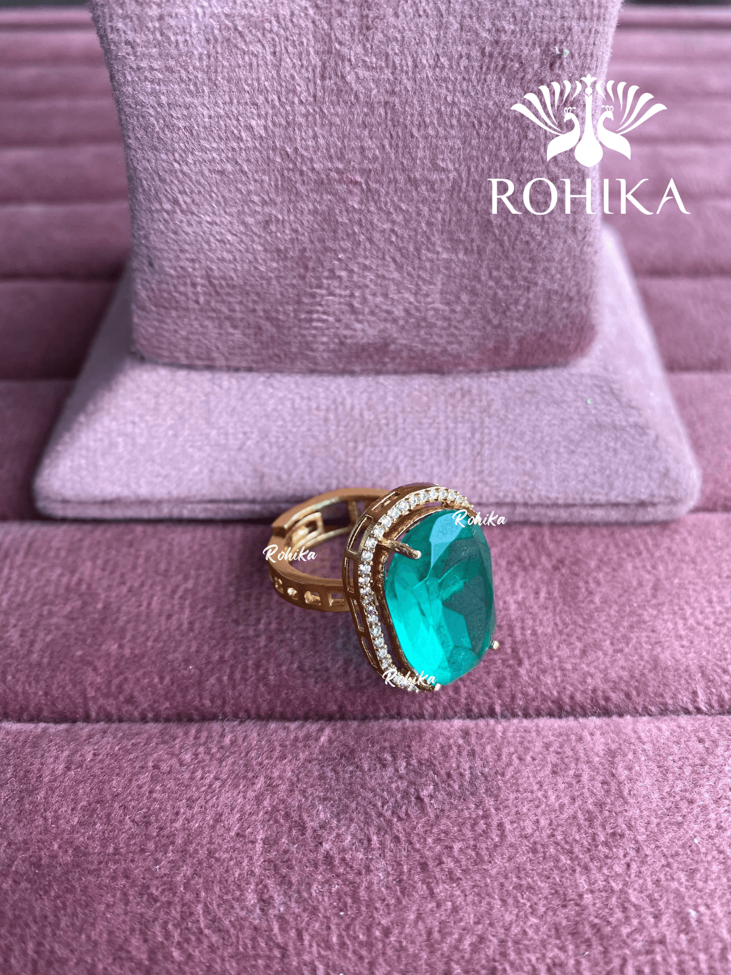Angana polki kundan ring (SG-093) - Mint green - Rohika Store