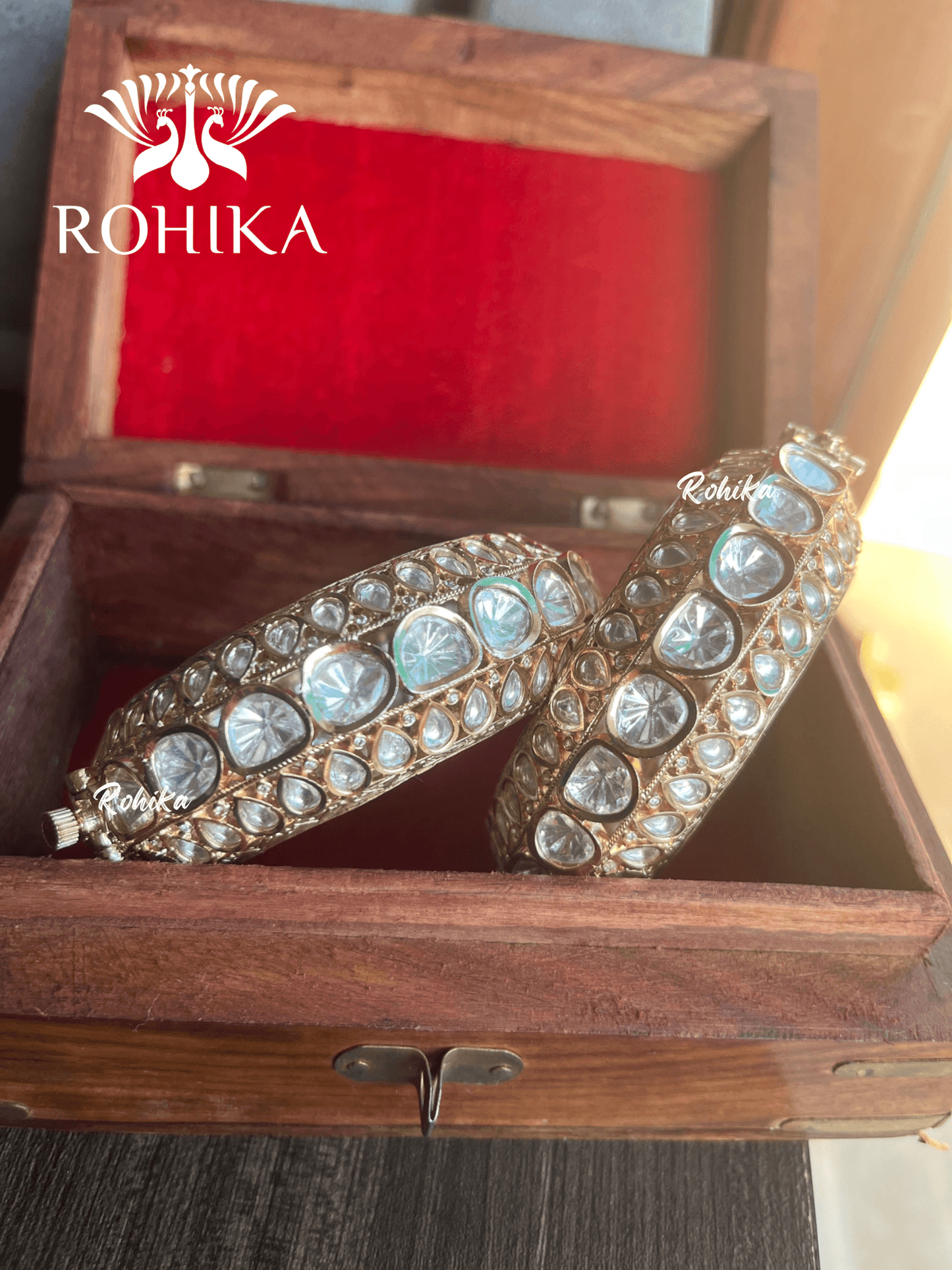 Nysa tyaani kundan kada/bangles - Golden - Rohika Store