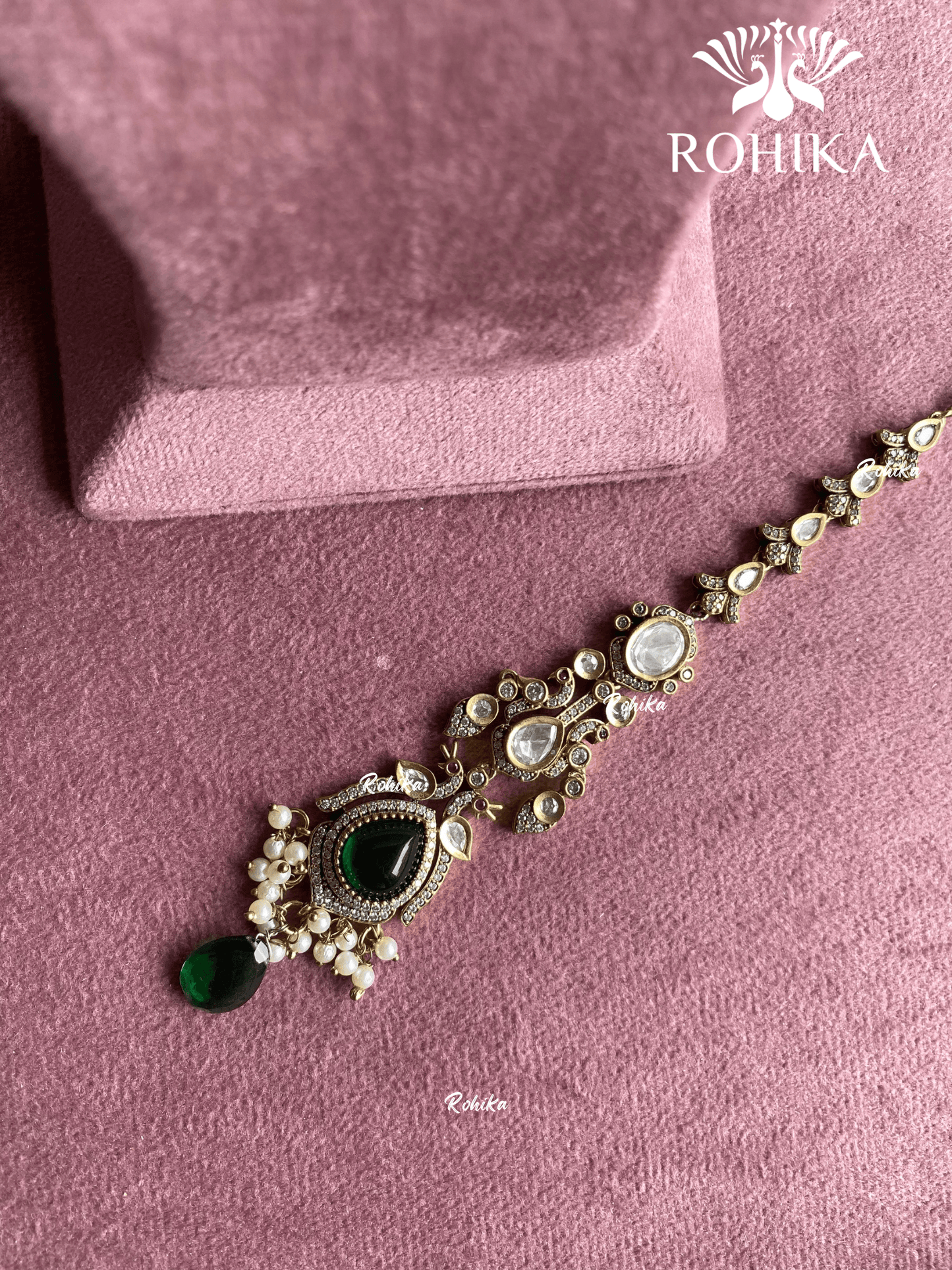 Moisanite maangtikka (006) - Green - Rohika Store