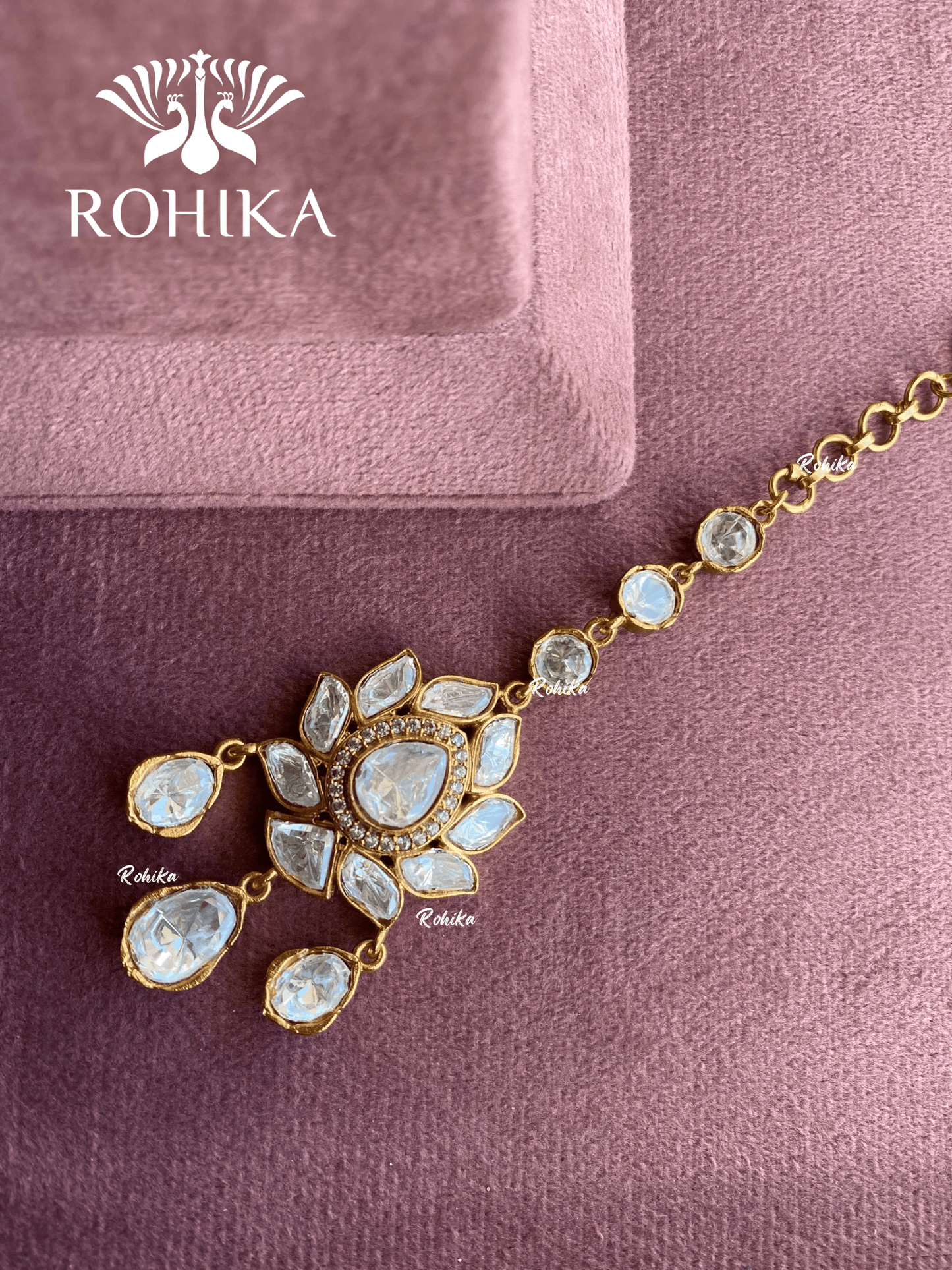 Polki kundan maangtikka (PLKM-074) - White - Rohika Store