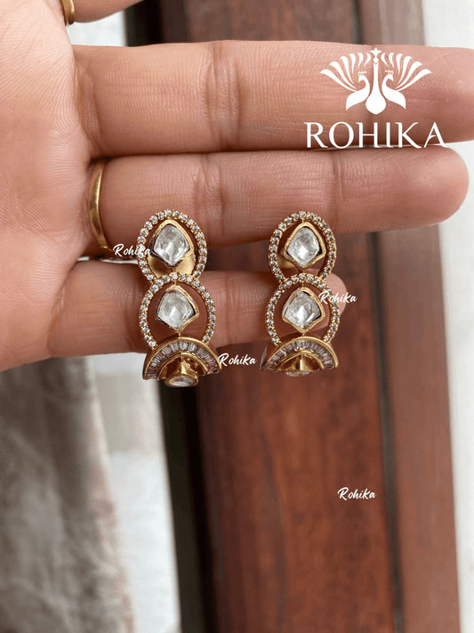 Vibha polki kundan earrings(001)- Golden - Rohika Store
