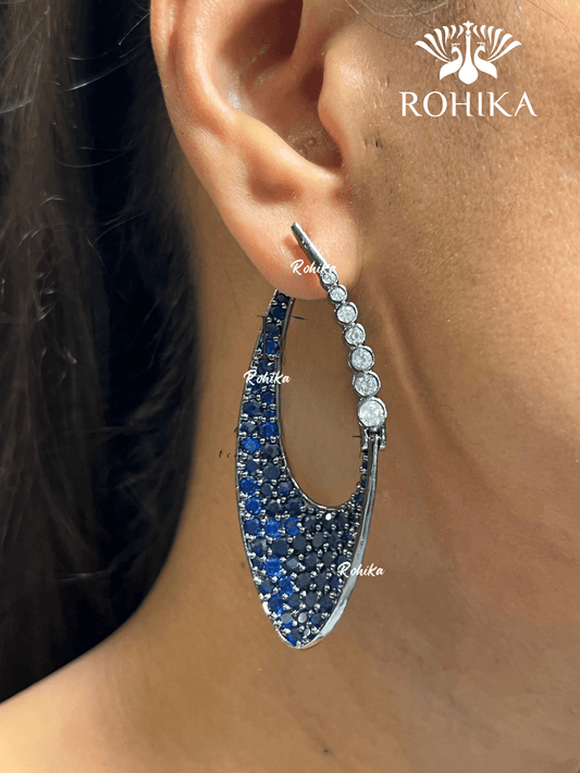 American diamond earrings (ADE -003) - Blue - Rohika Store