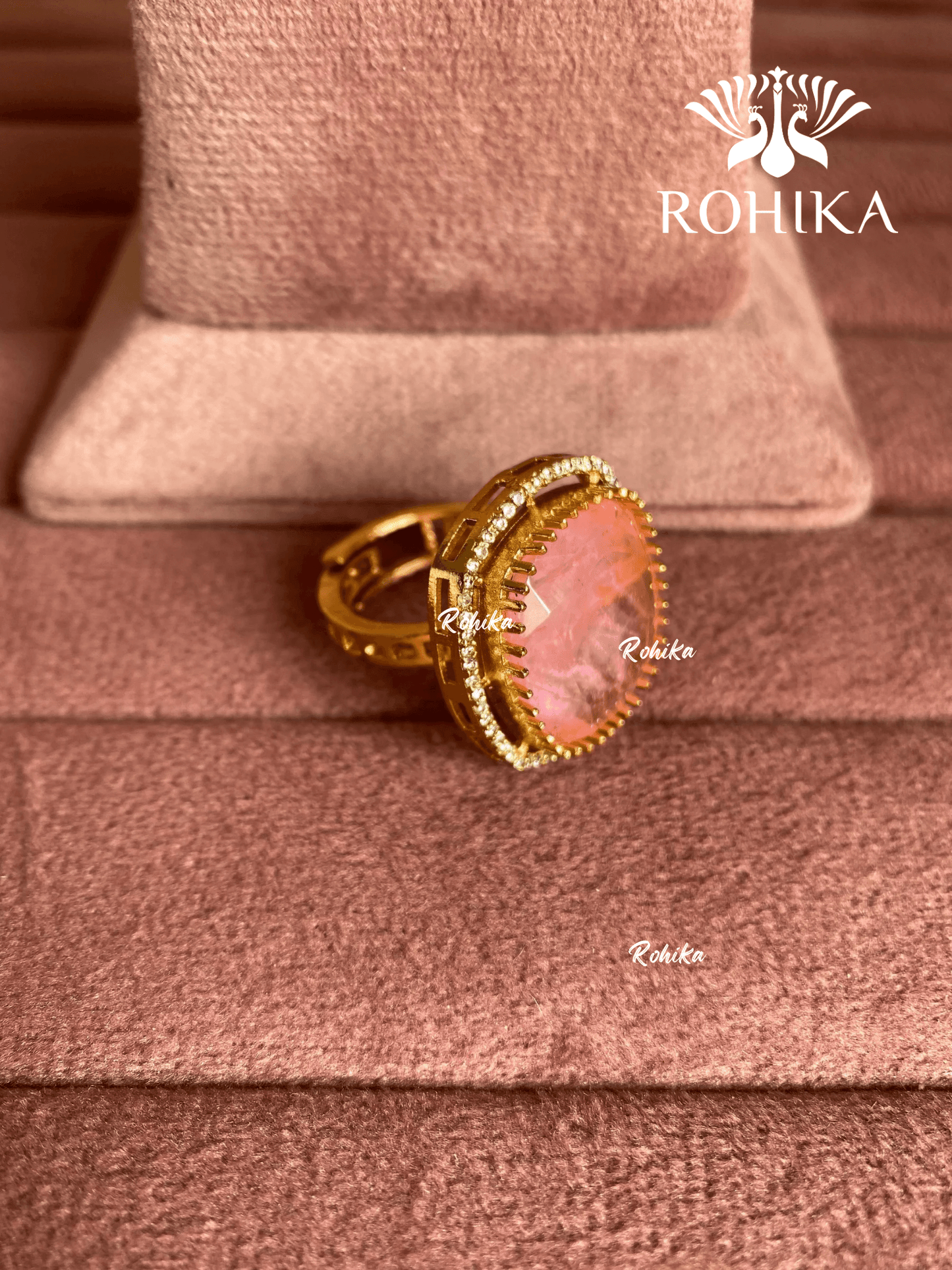Angana polki kundan ring (SG-102) - pink - Rohika Store