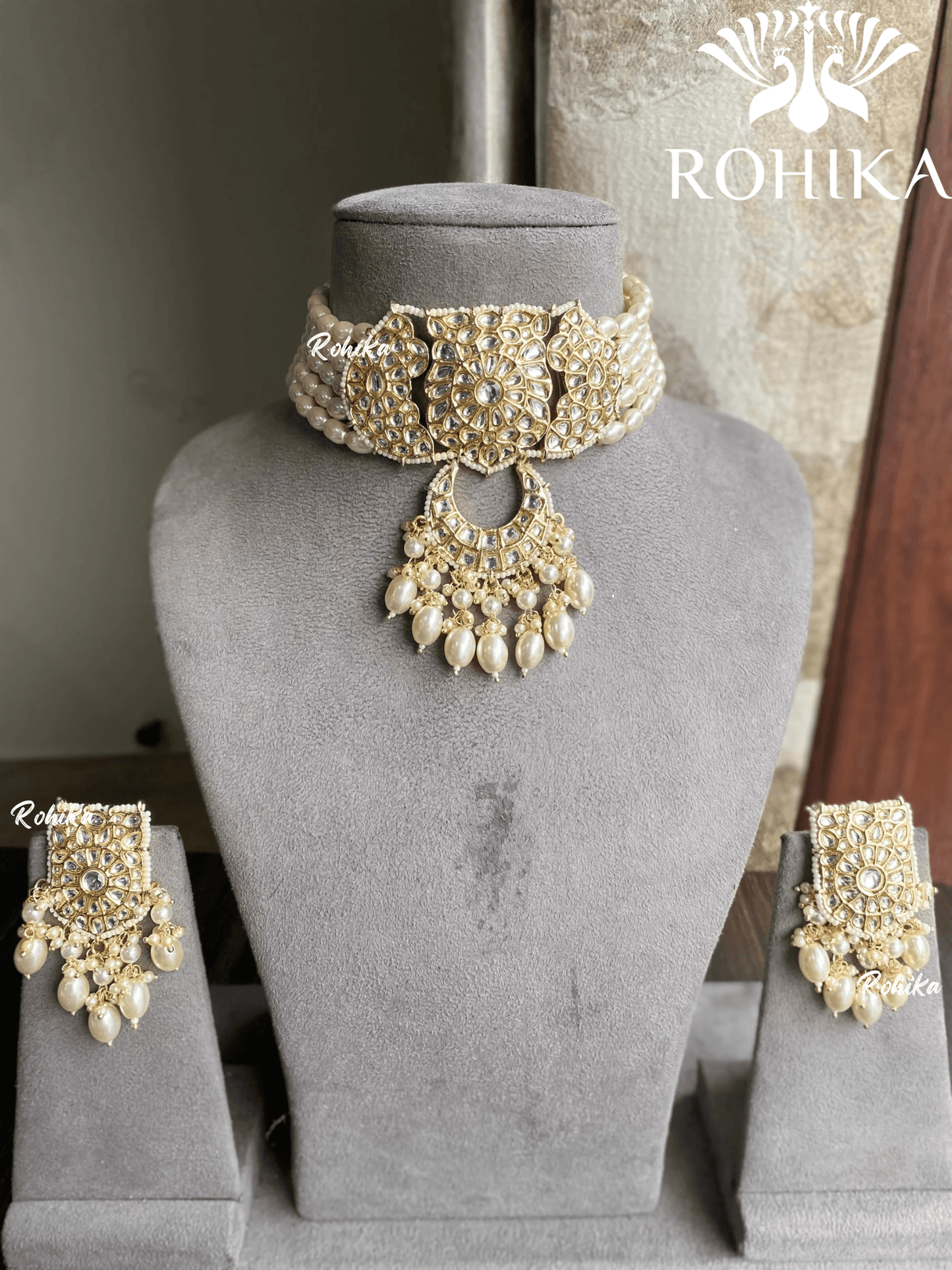 Chanda choker set - White - Rohika Store