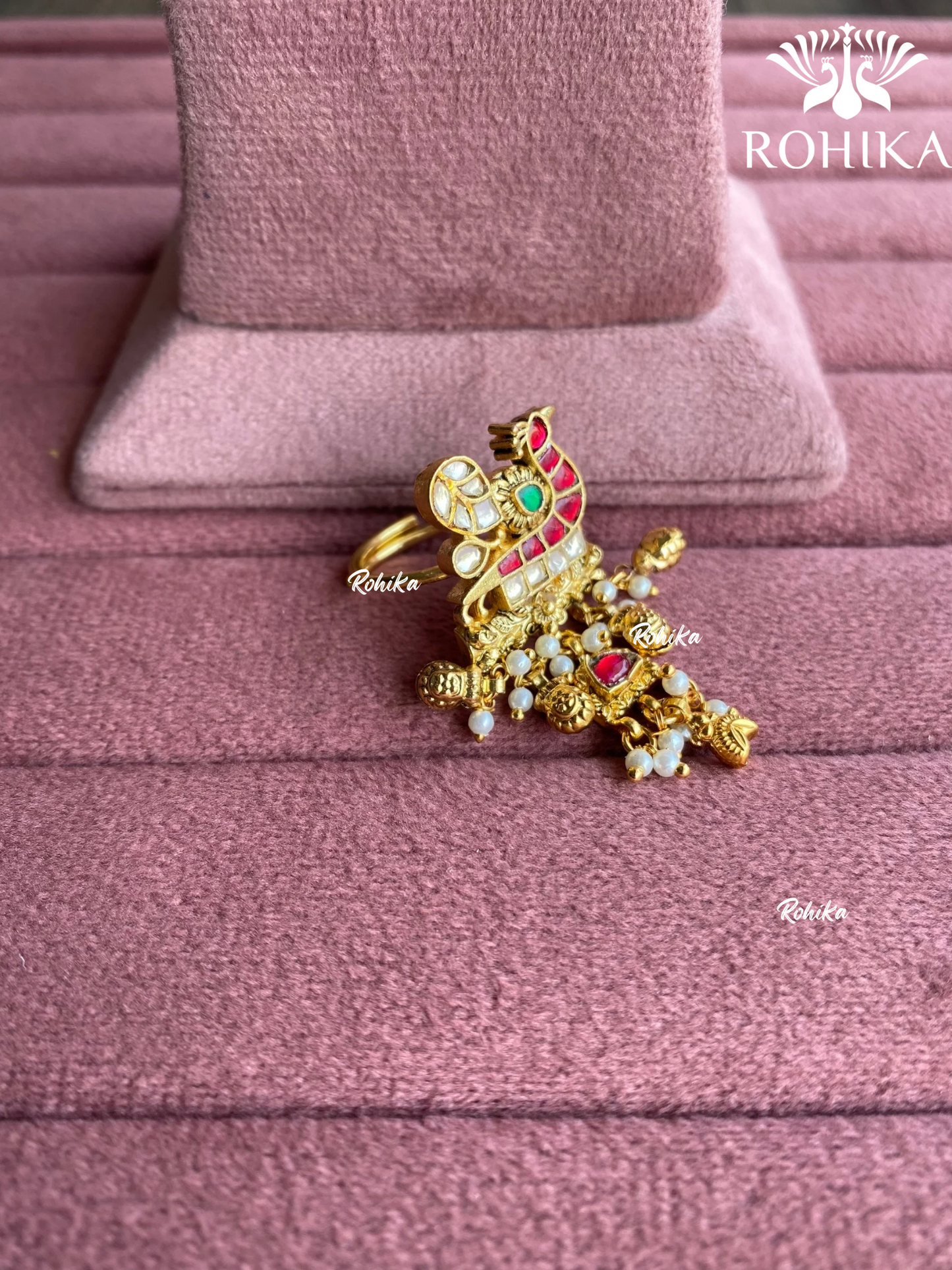 Padmini pachhi kundan ring (SG-158) - Red & Green - Rohika store