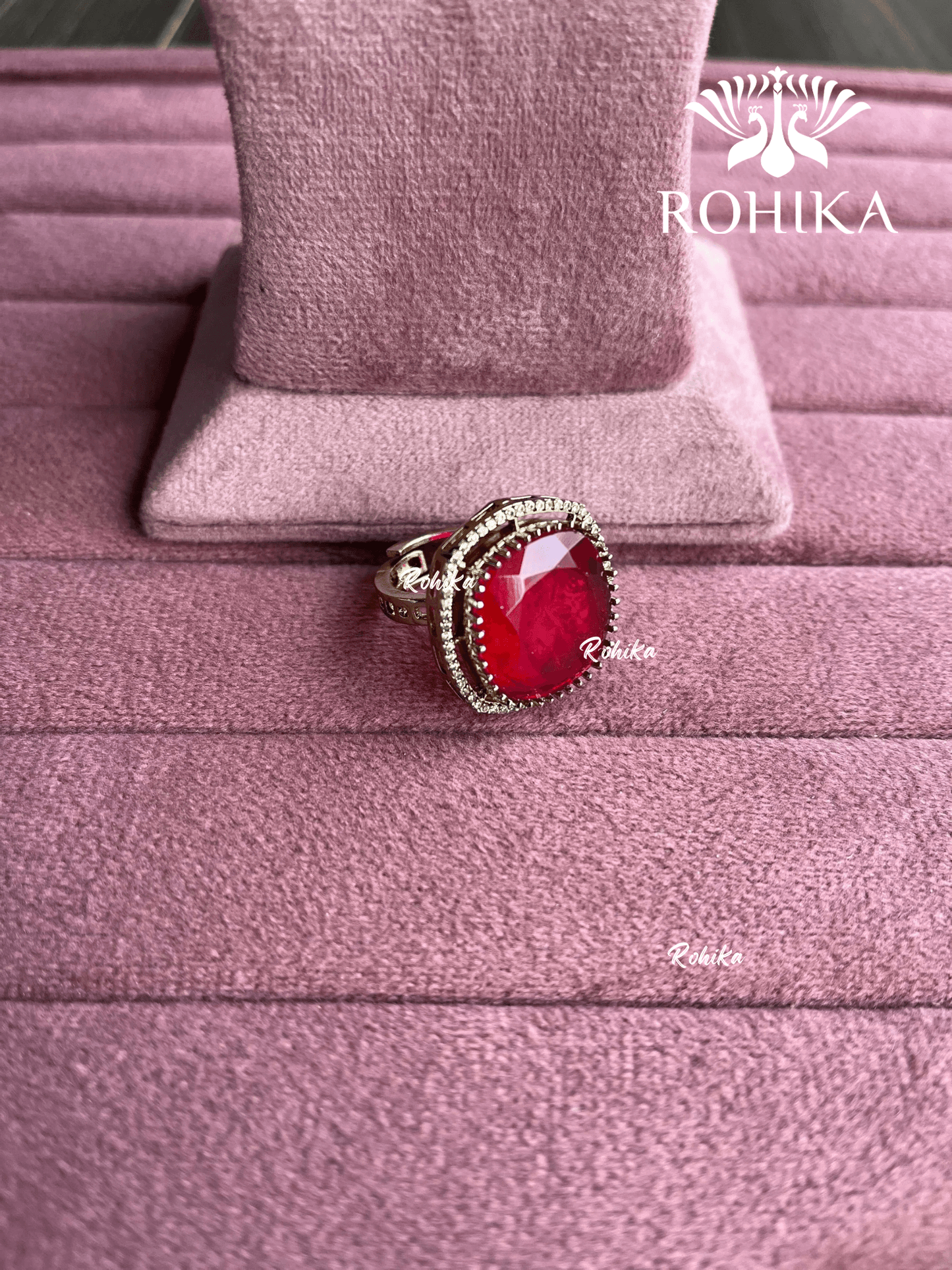 Angana polki kundan ring (SG-102) - Ruby red - Rohika Store
