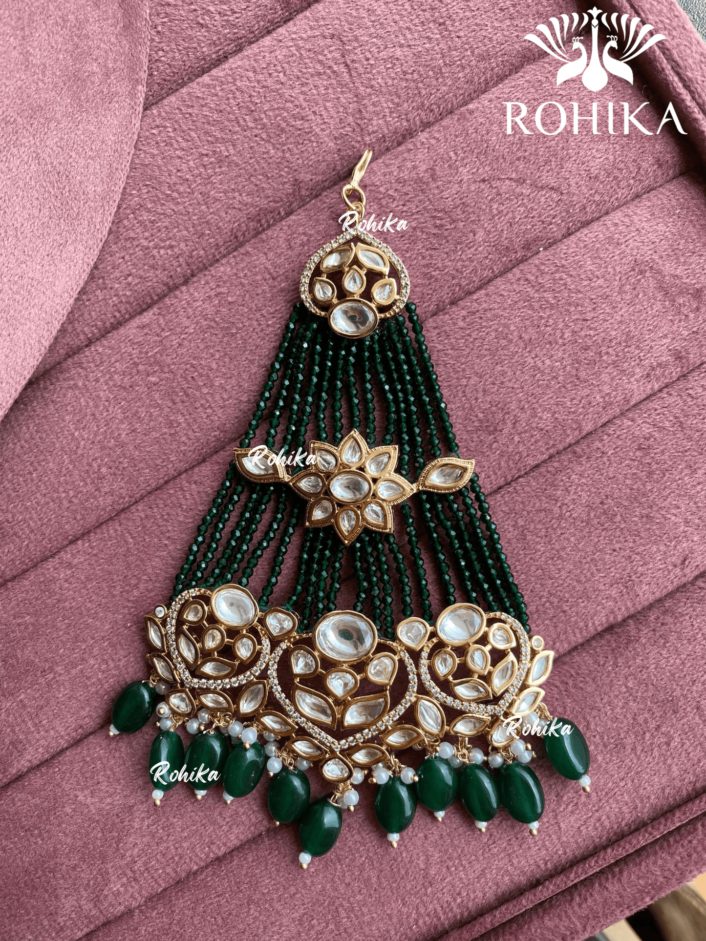 Bandini polki kundan passa /jhoomer (005) - Dark green - Rohika Store