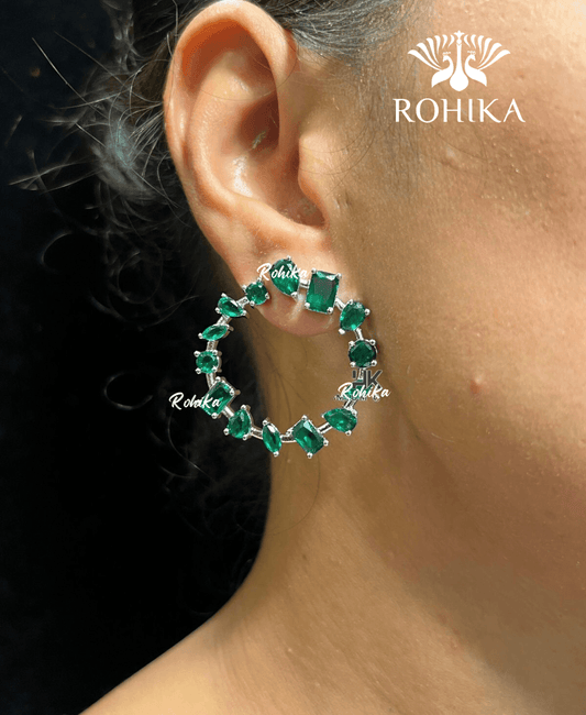 Lucy american diamond studs - Dark green - Rohika Store