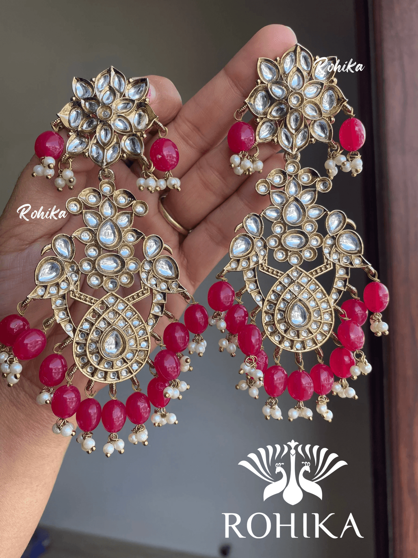 Anupama kundan earrings - Meganta - Rohika Store