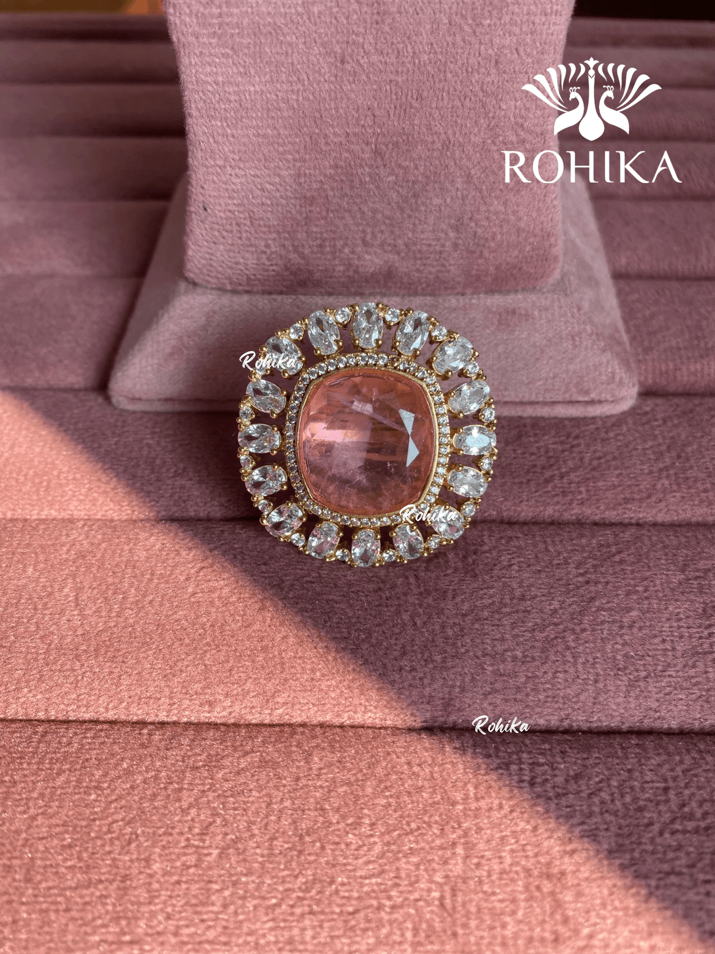 Angana polki kundan ring (SG-139) - Pink - Rohika Store