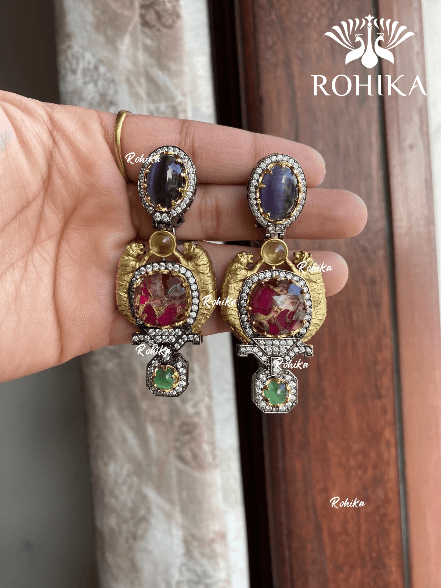 Designer earrings (M-004) - Multi colour - Rohika Store