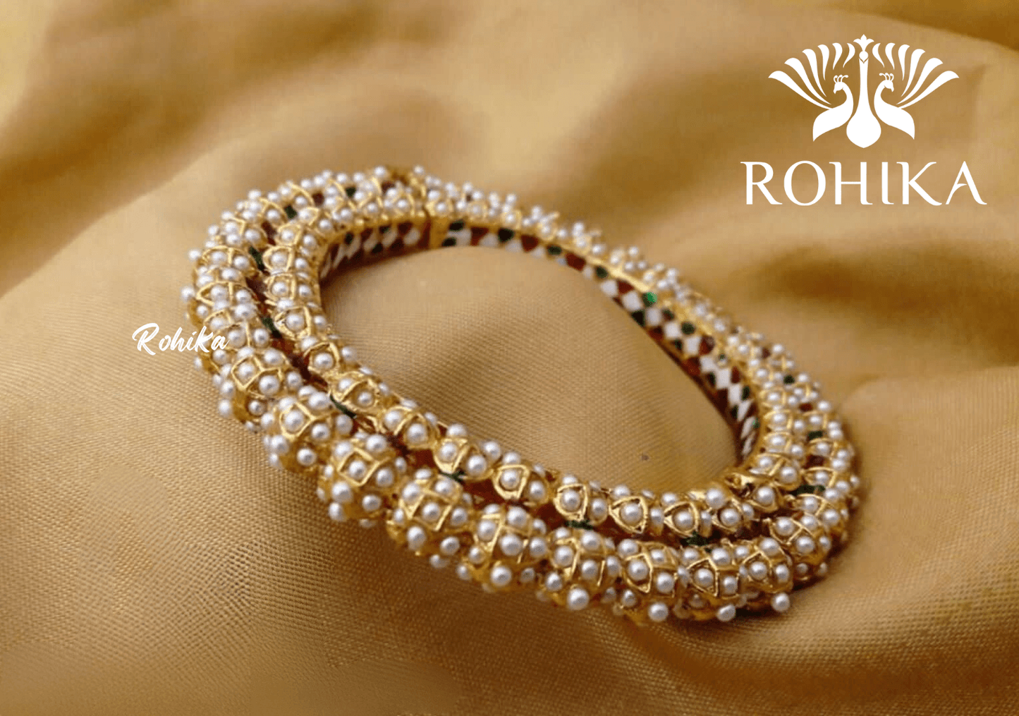 Navya jadau bangles (Single) - White - Rohika Store