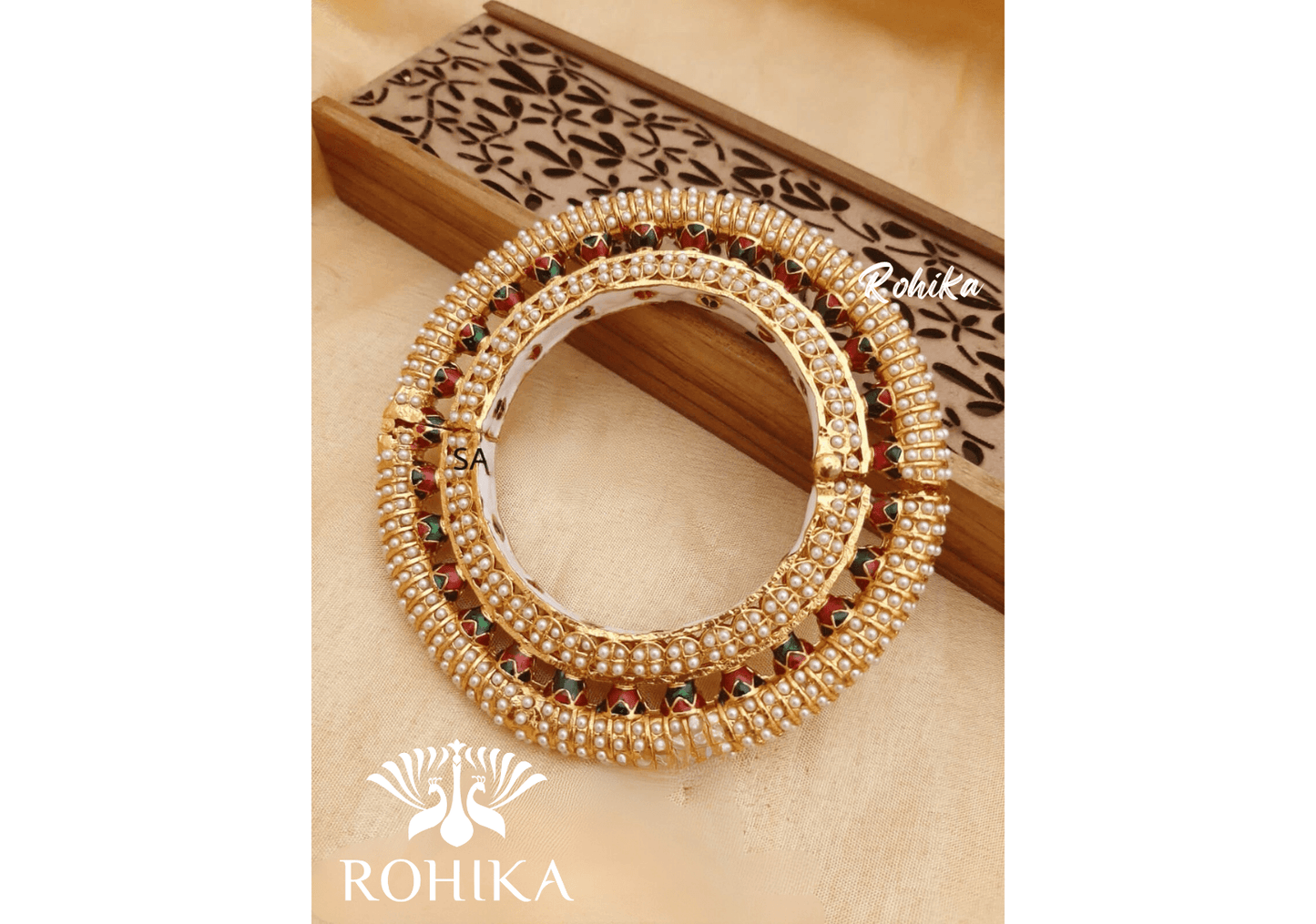Navya jadau bangles (Single) -Multi colour - Rohika Store
