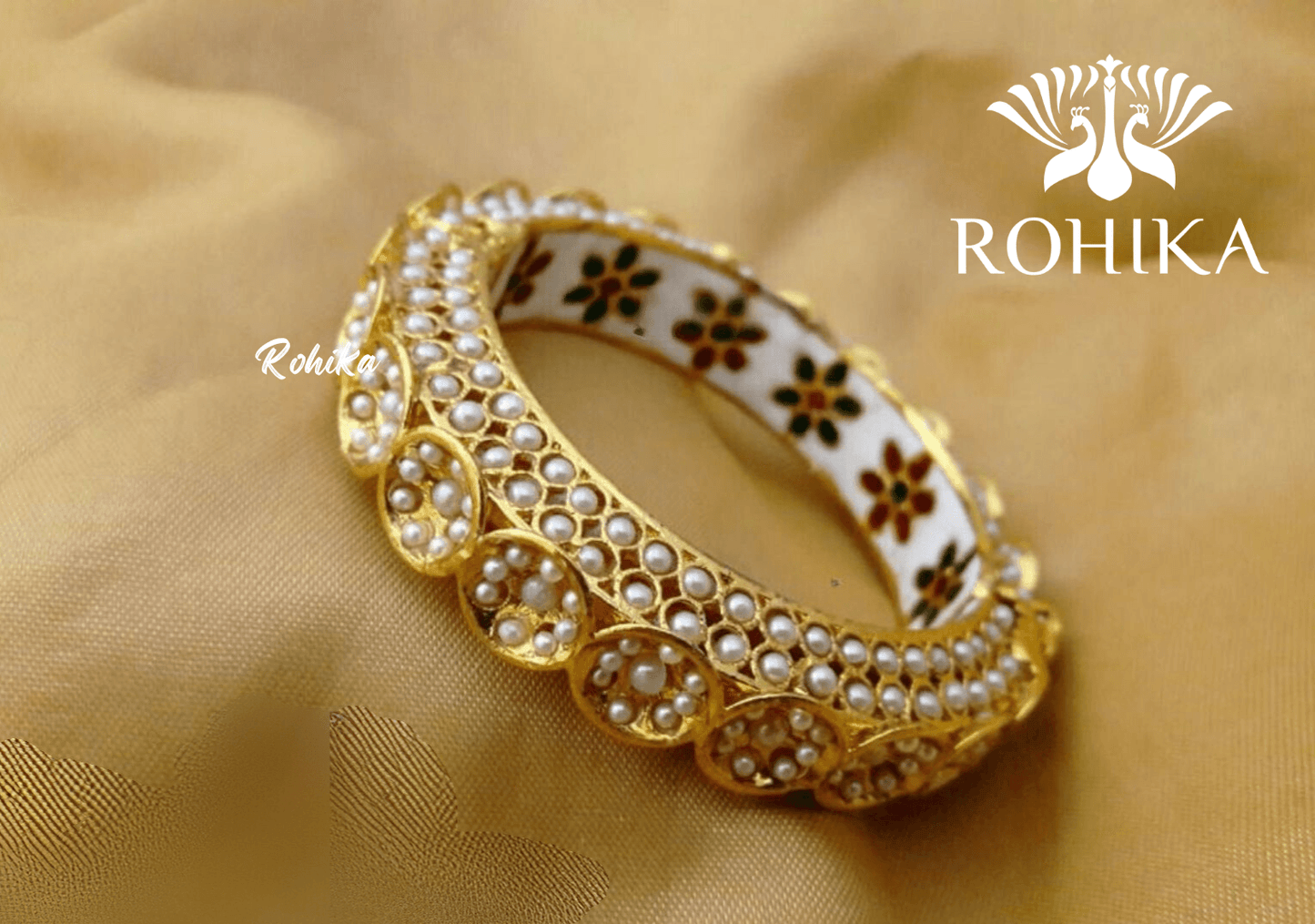 Navya jadau bangles (Single) -White - Rohika Store