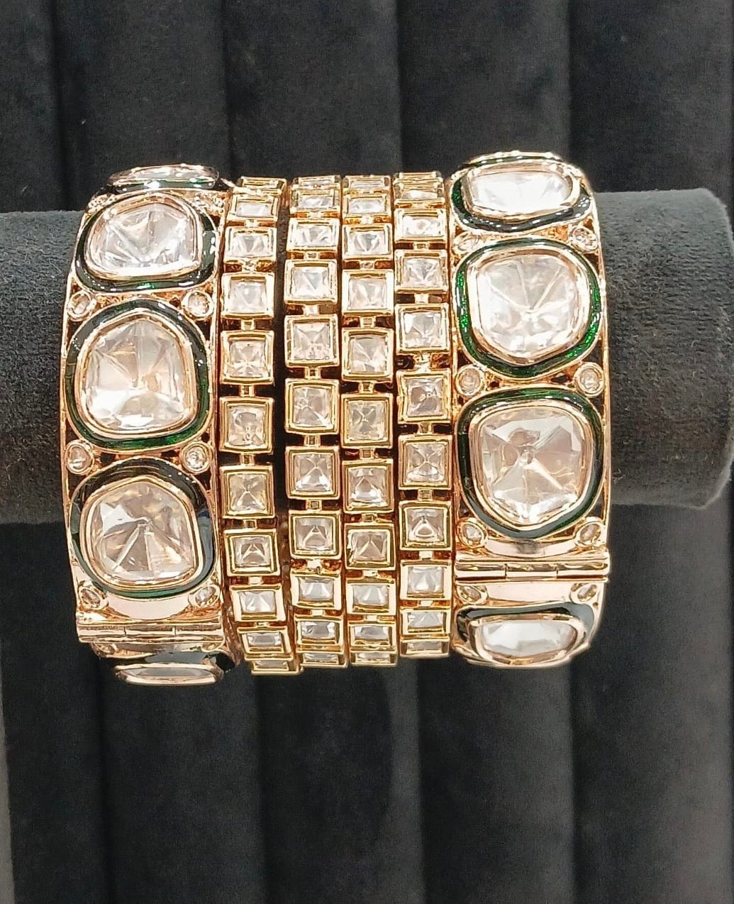 Hina Moisanite Kada/Bangles (MB-0107)- Golden/White