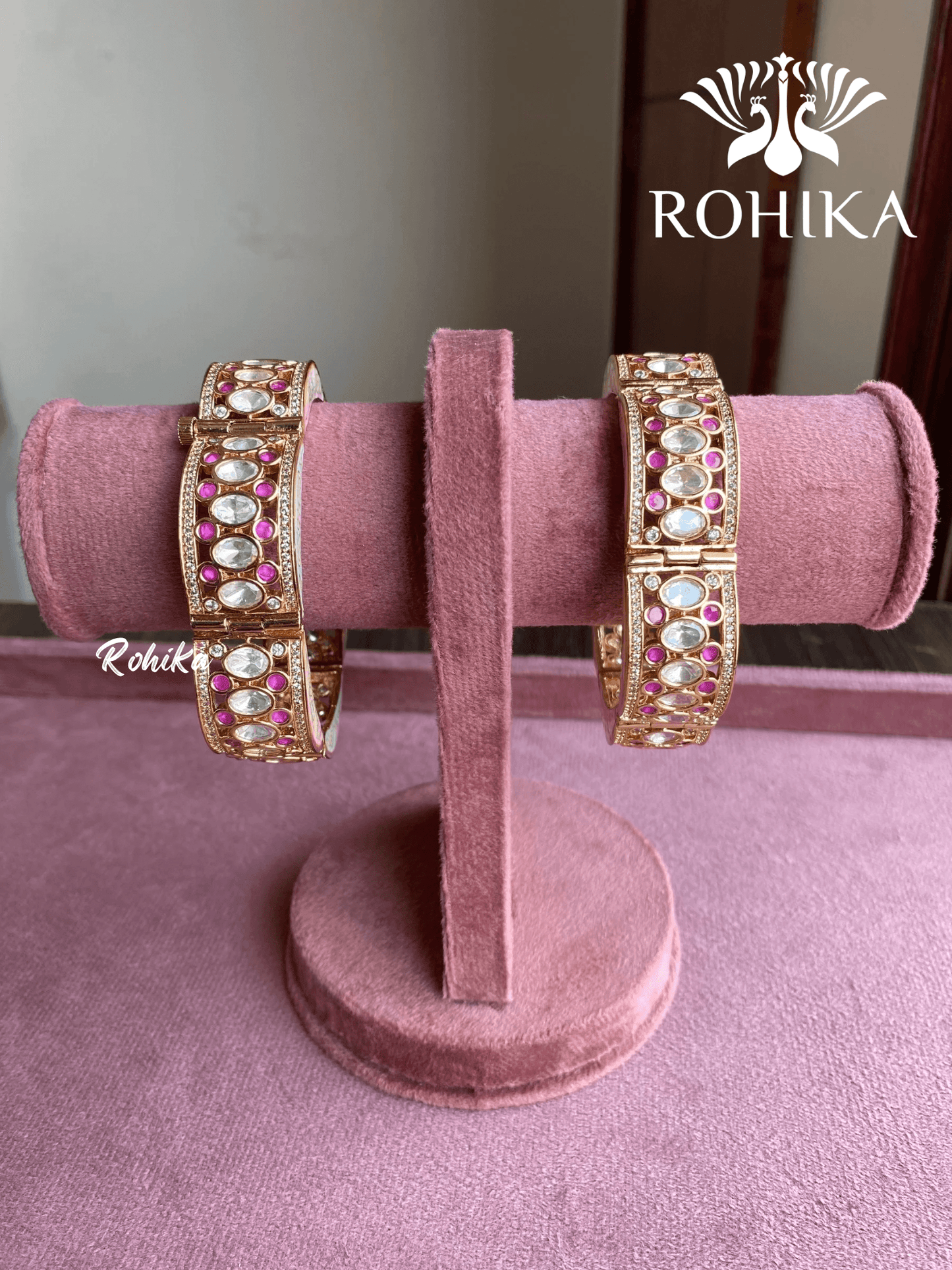 Aja meenakari kada/bangle - Pink - Rohika Store