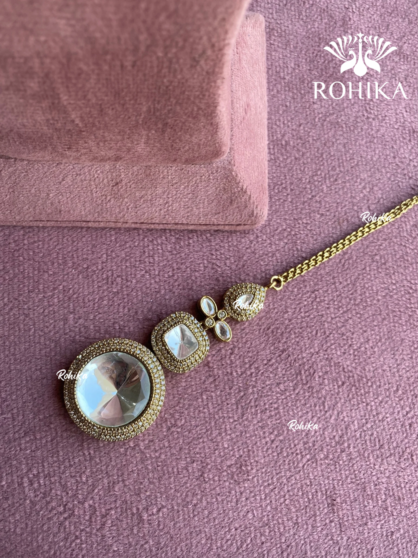 Polki kundan maangtikka (PLKM-078) - White -Rohika store