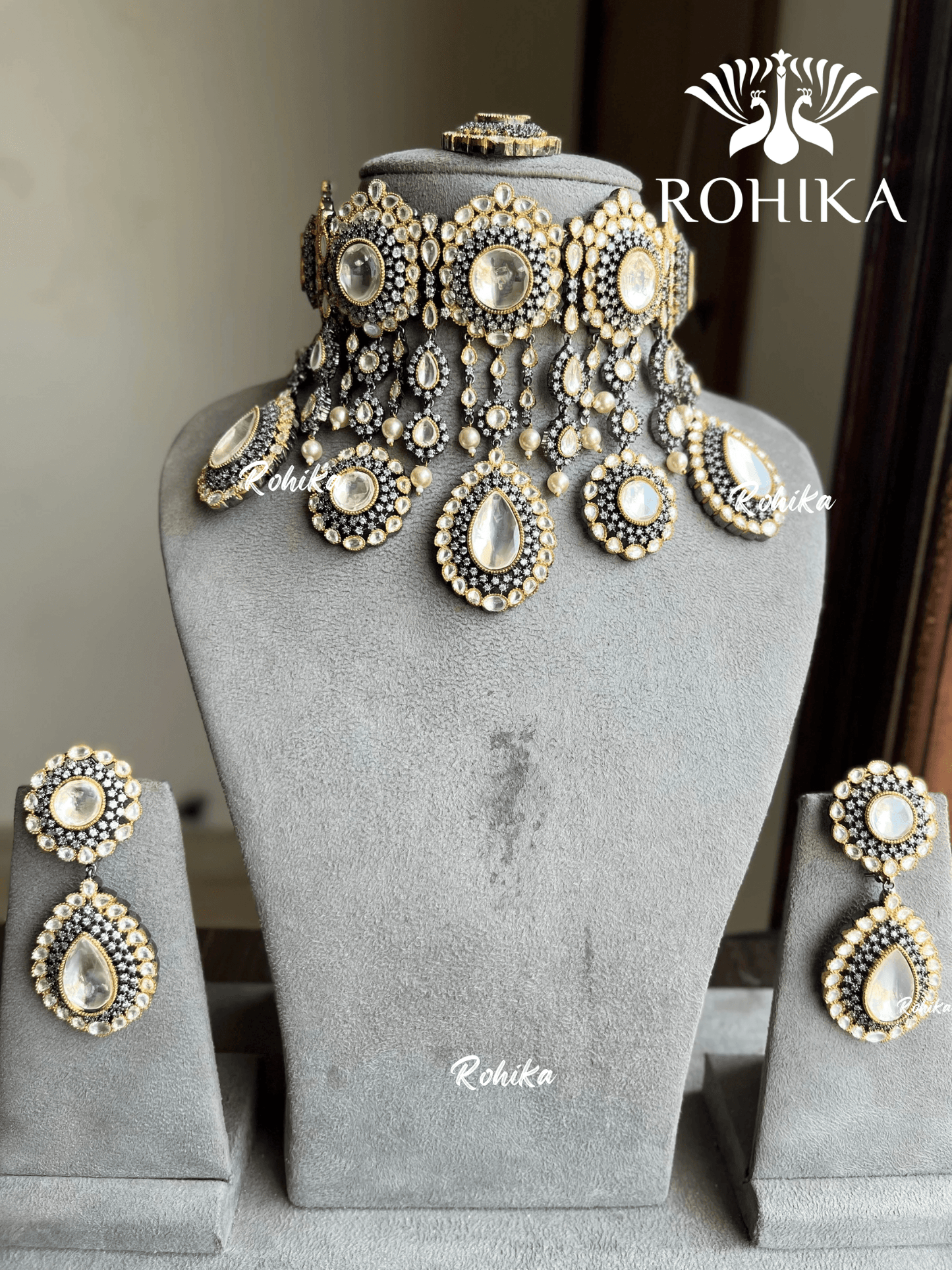 Arya designer polki kundan choker set - Rohika Store