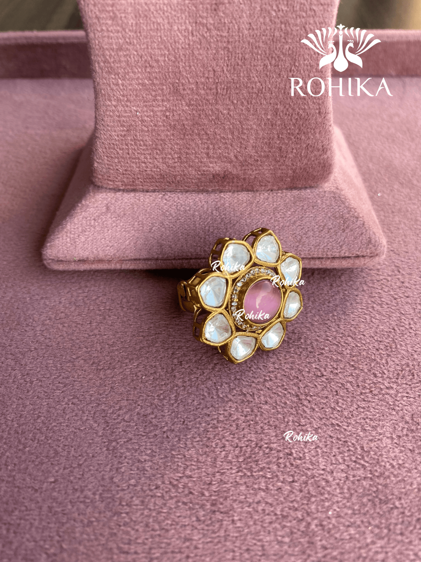 Angana polki kundan ring (SG-012) - Pink - Rohika Store