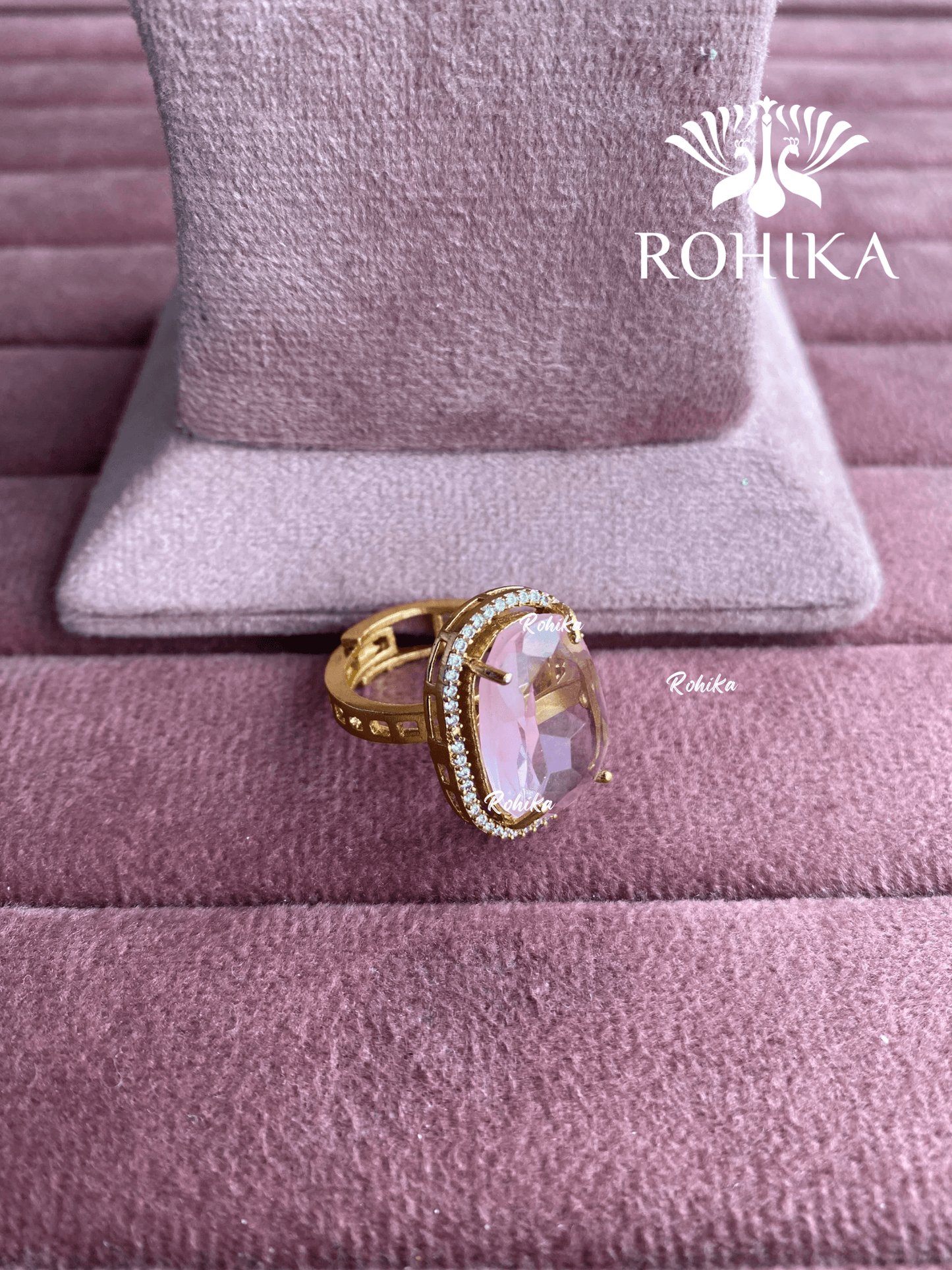 Angana polki kundan ring (SG-093) - Pink - Rohika Store