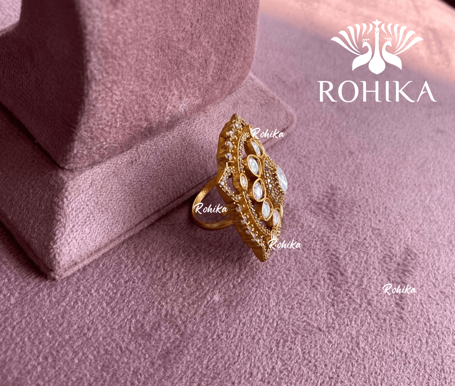 Angana polki kundan ring (SG-033) - White - Rohika Store