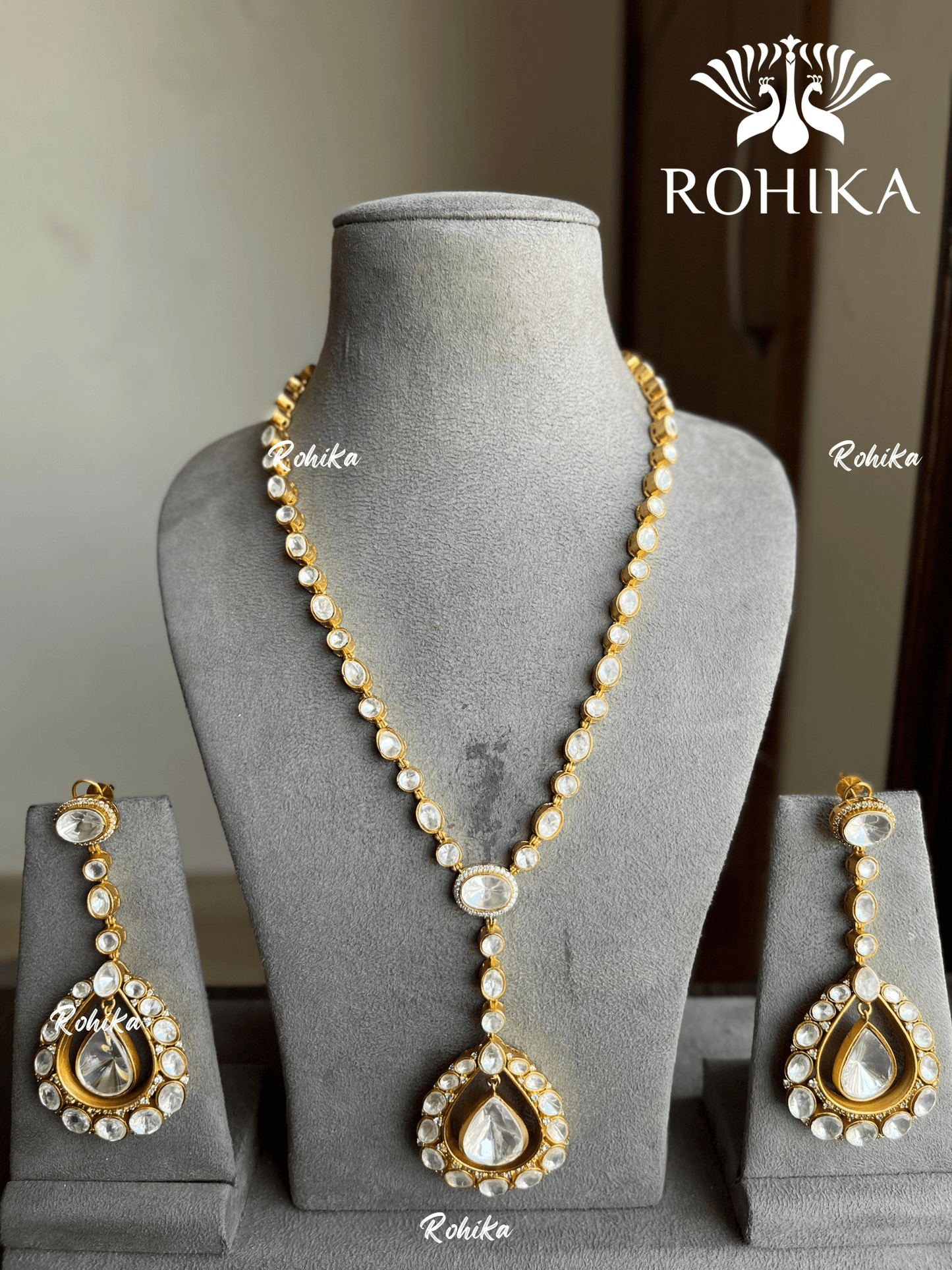 Rudhvi goldplated moisanite necklace- Golden - Rohika Store