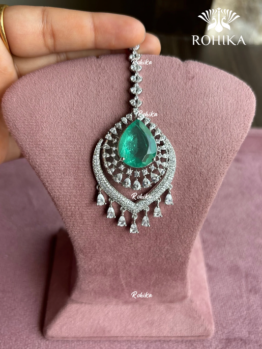 American Diamond Maangtikka (ADM-002) -  Mint Green - Rohika store