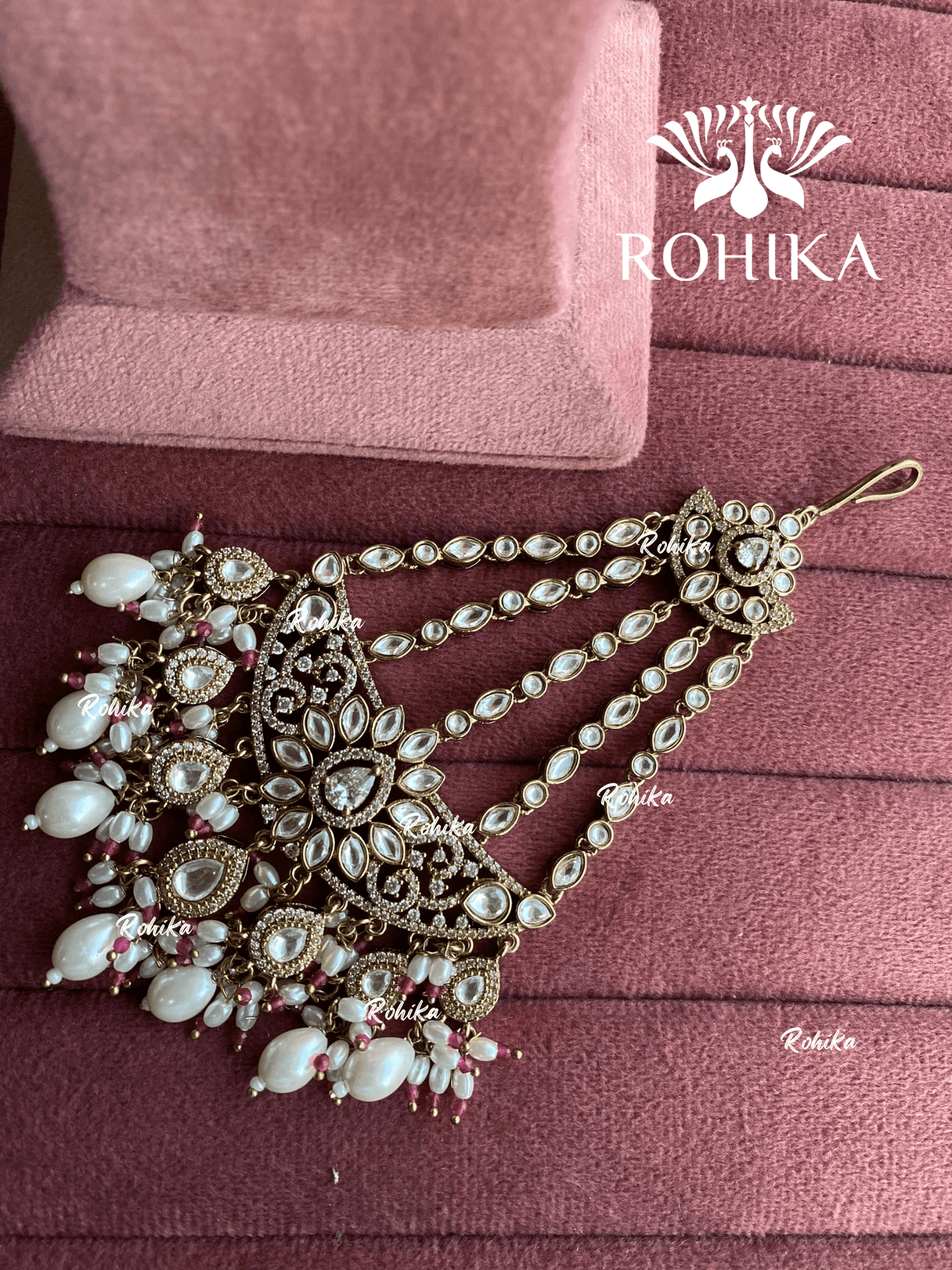 Bandini polki kundan passa /jhoomer (009) - White & pink - Rohika Store