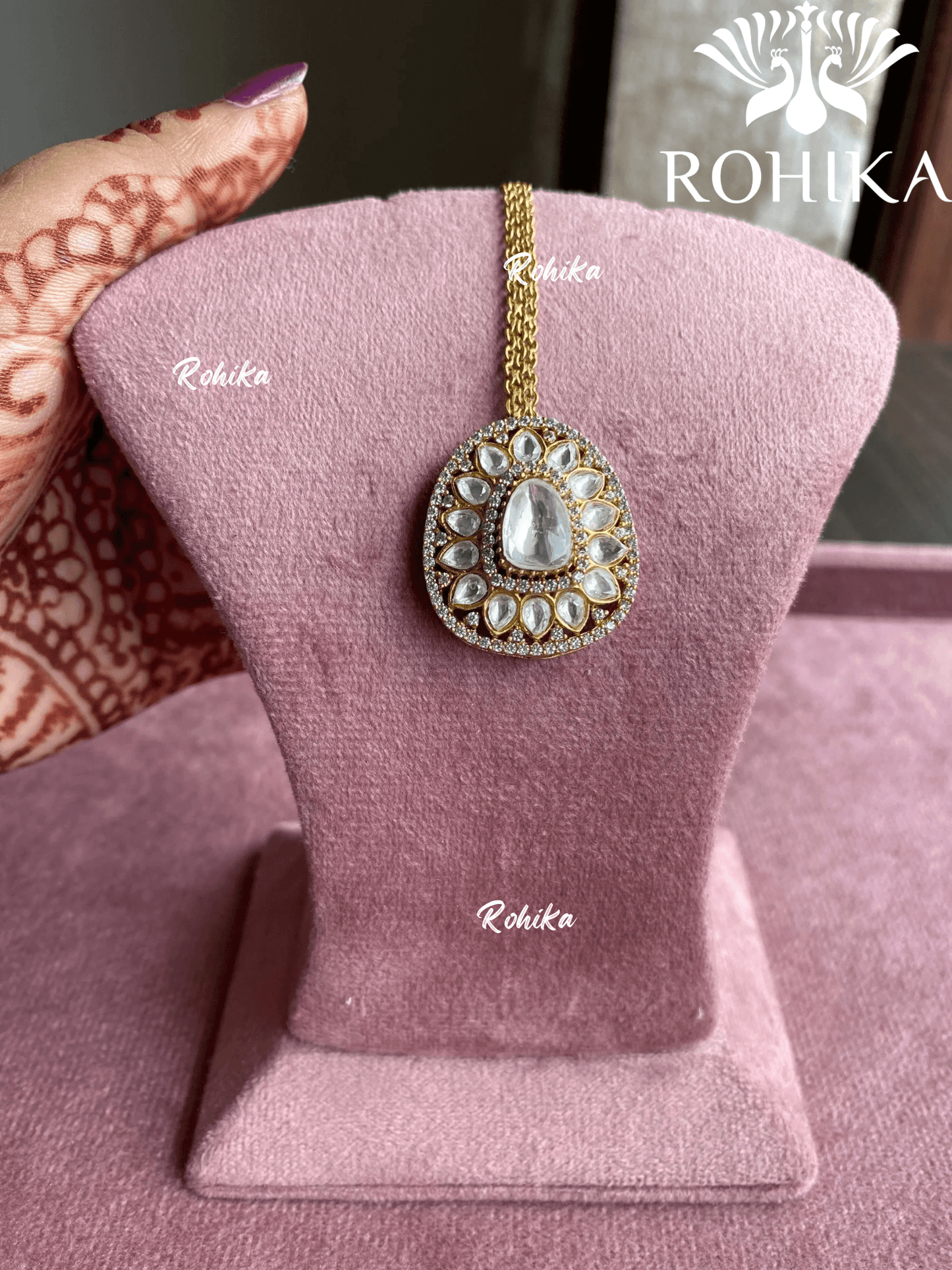 Polki kundan maangtikka (PLKM-017) - White - Rohika Store