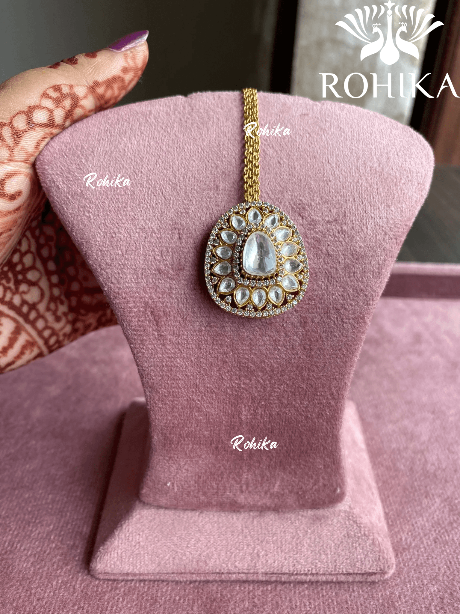 Polki kundan maangtikka (PLKM-017) - White - Rohika Store