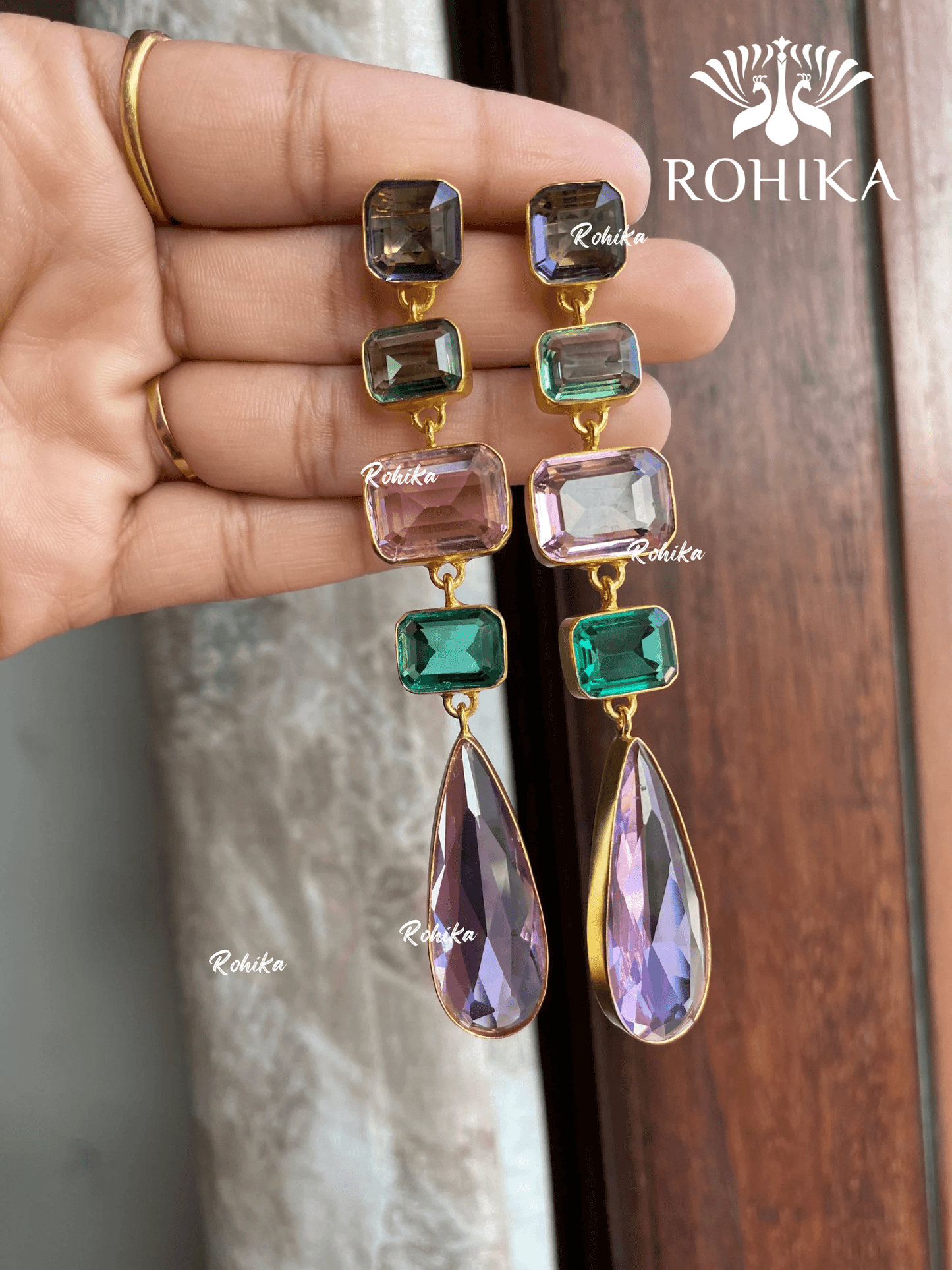 Designer earrings (M-007) - Multi colour - Rohika Store