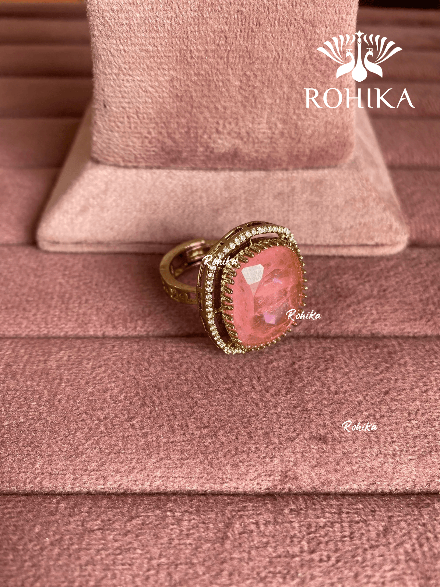 Angana polki kundan ring (SG-102) - pink - Rohika Store