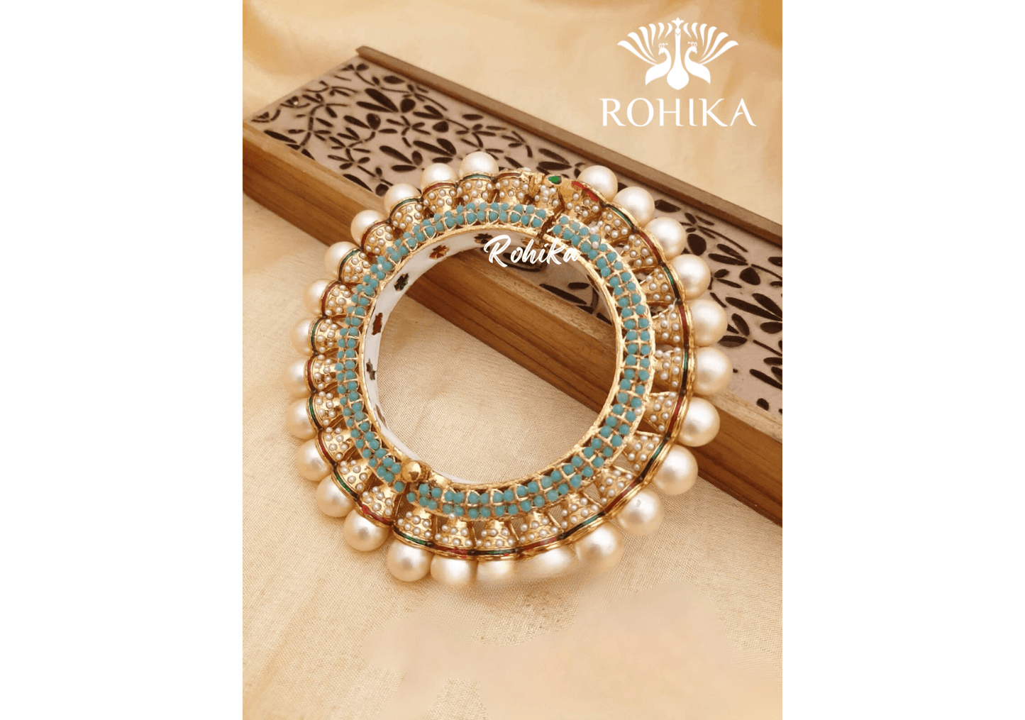 Navya jadau bangles (Single) -White - Rohika Store