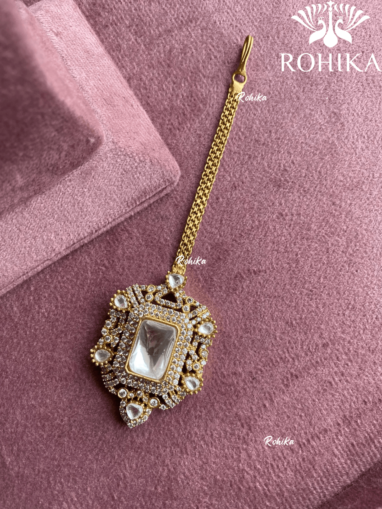 Polki kundan maangtikka (PLKM-012) - White - Rohika Store