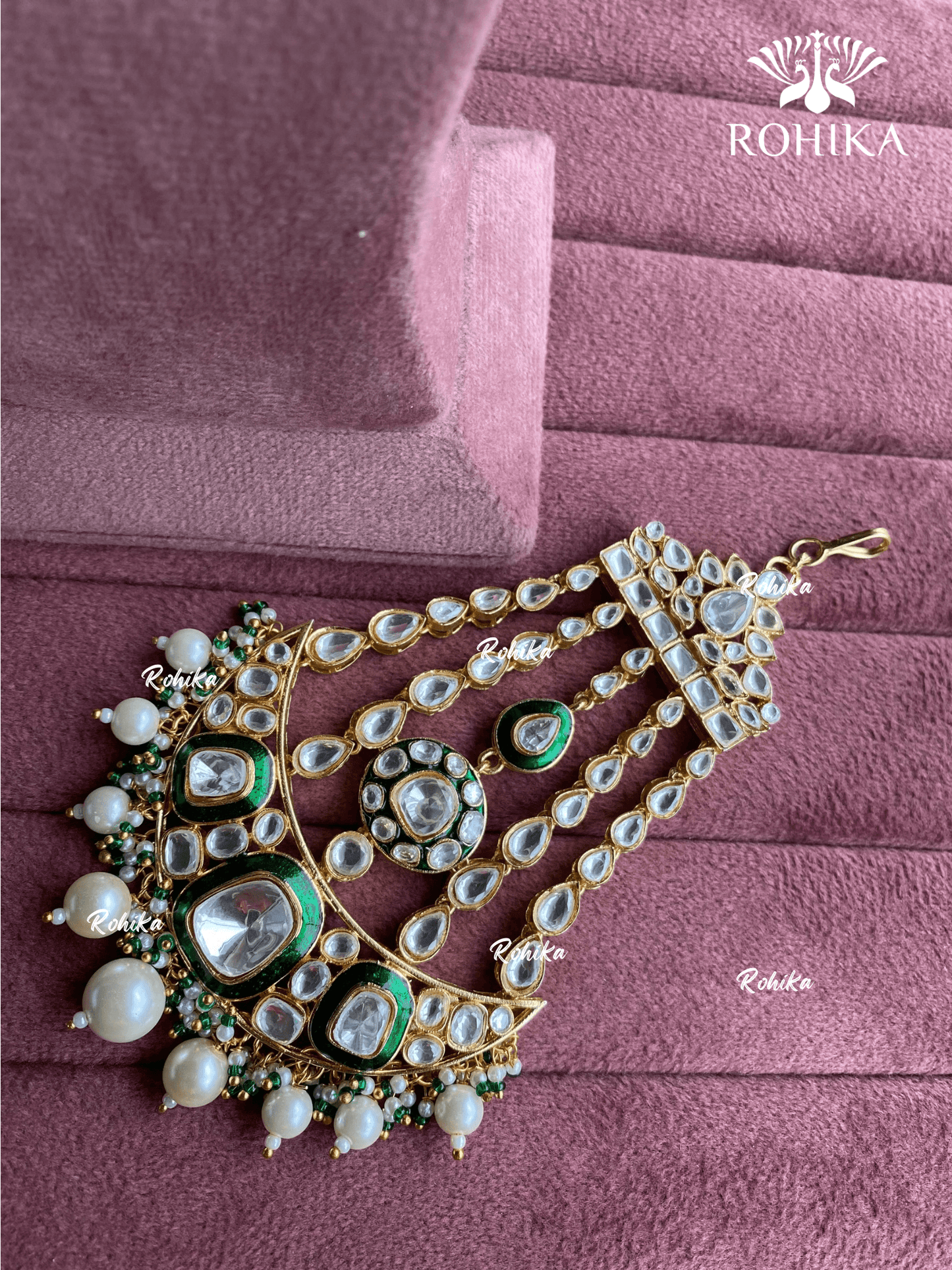Bandini polki kundan passa /jhoomer (015) - Dark green - Rohika Store