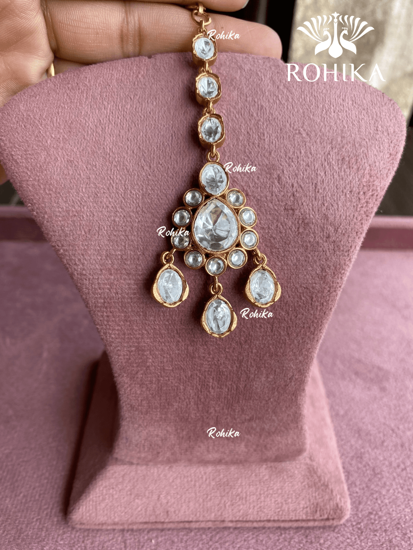 Polki kundan maangtikka (PLKM-071) - White - Rohika Store