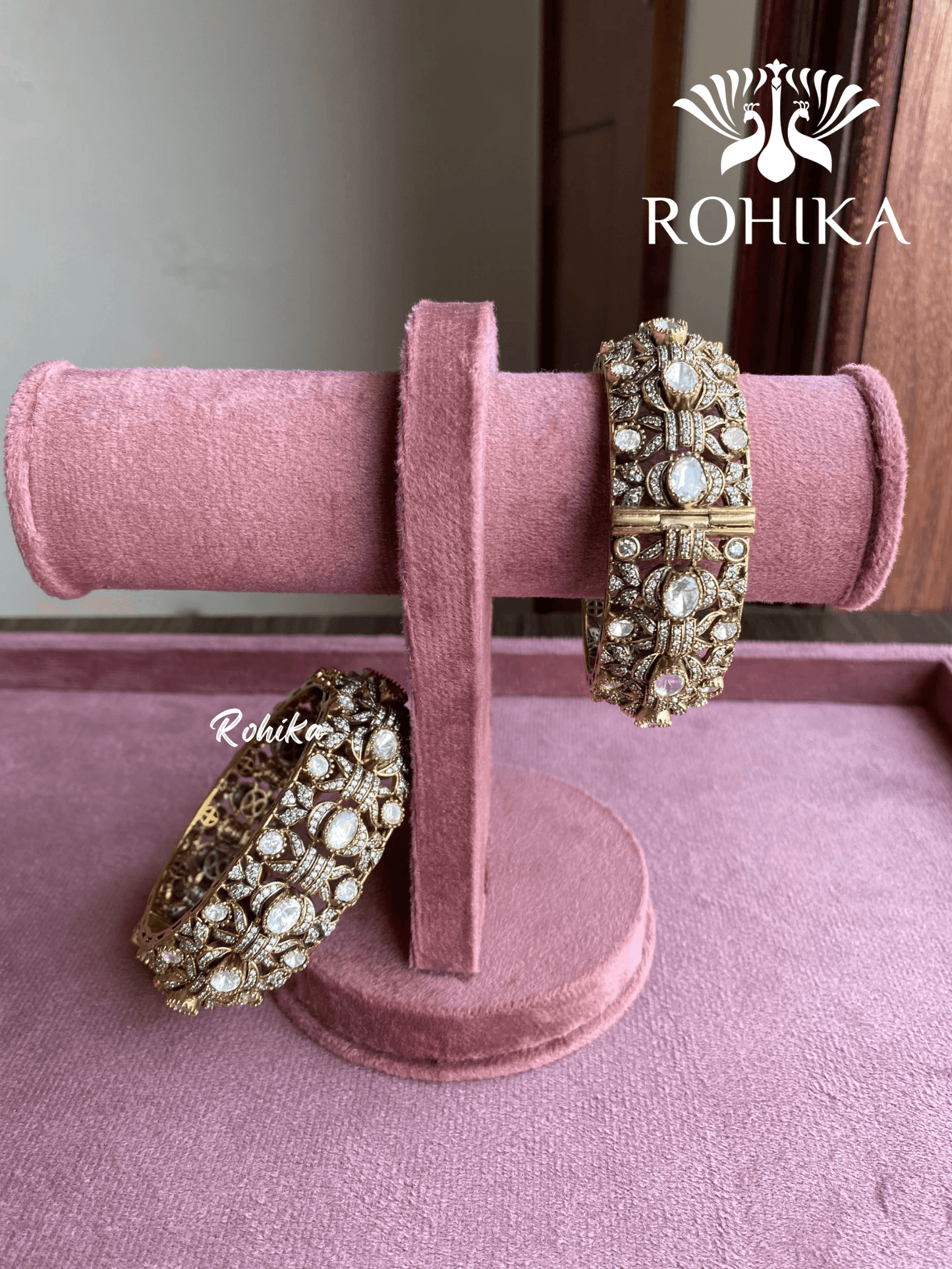 Ashmi moisinite kundan kada/bangles - Rohika Store