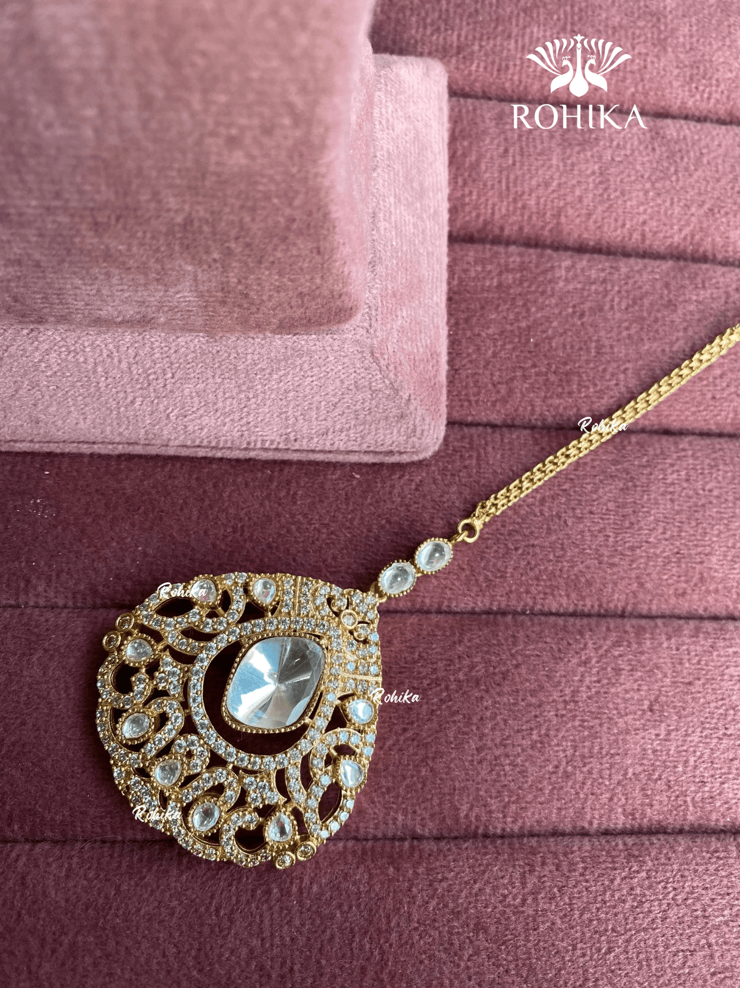 Polki kundan maangtikka (PLKM-054) - White - Rohika Store