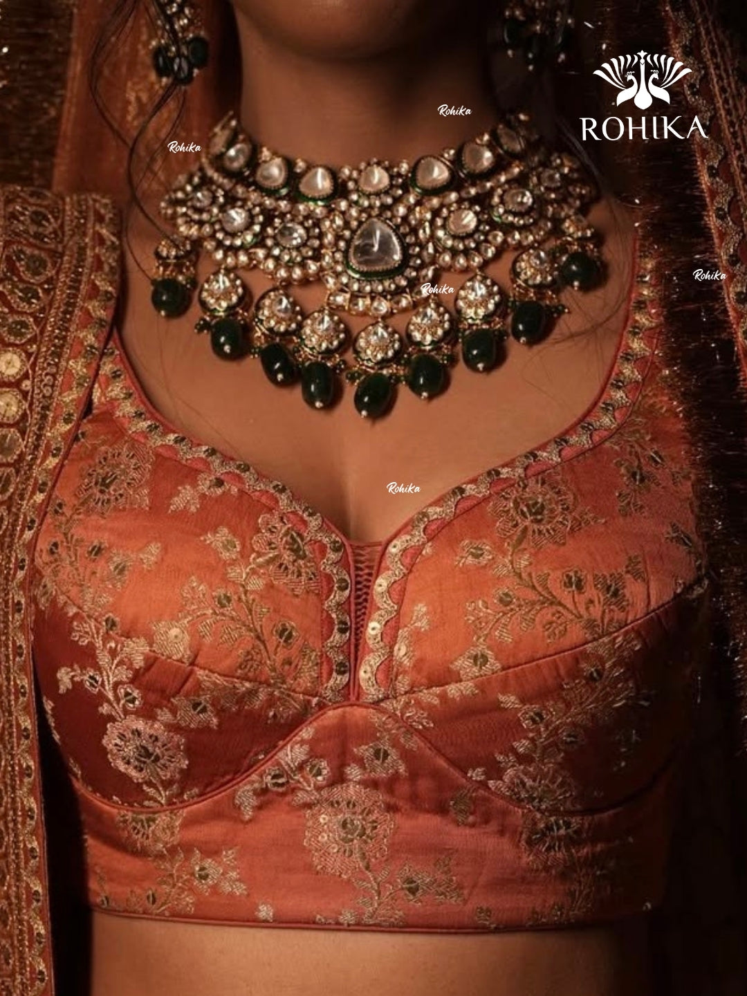 Aarushi bikaneri kundan bridal necklace set - Red
