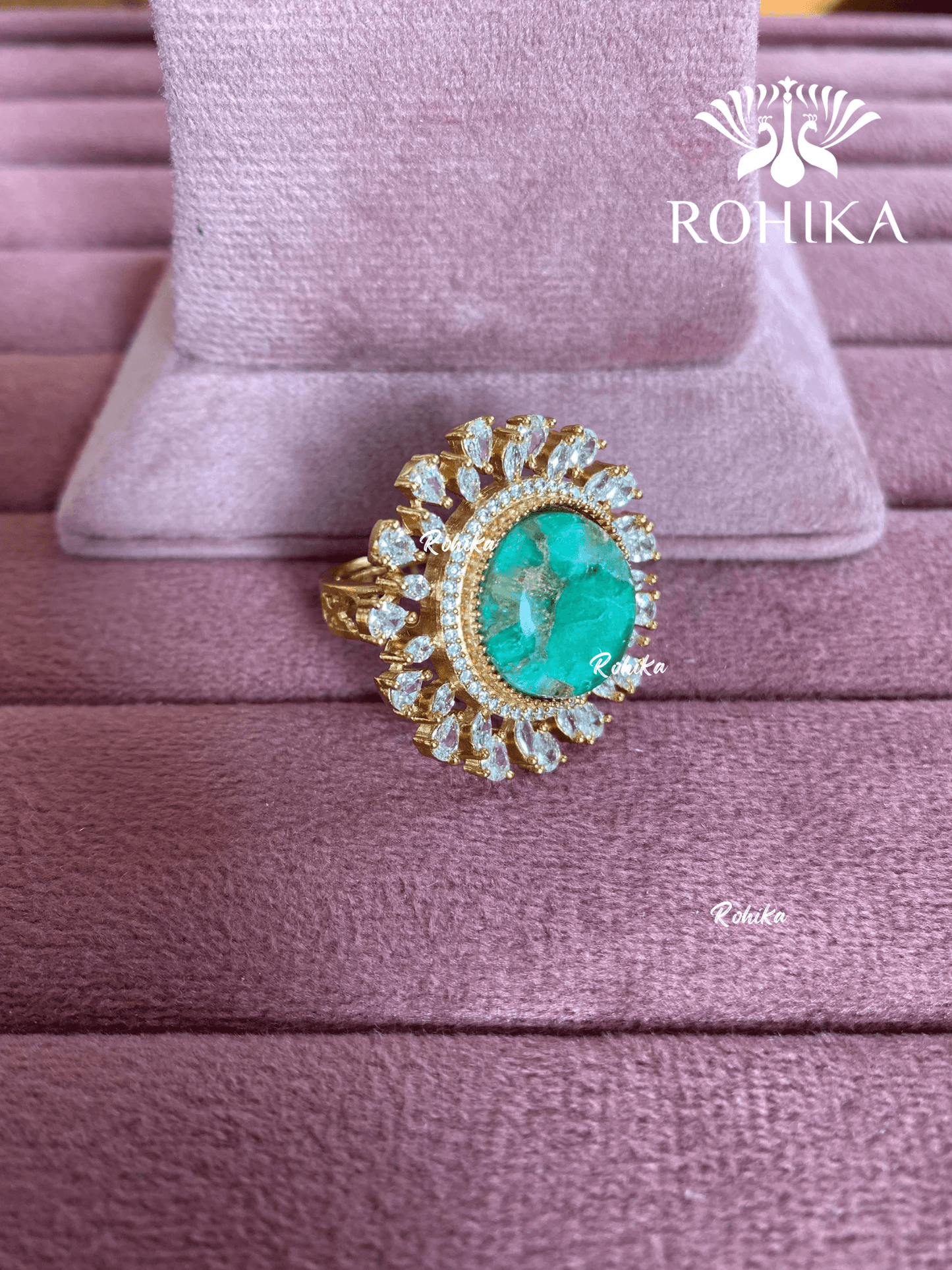 Angana polki kundan ring (SG-131) - Mint green - Rohika Store