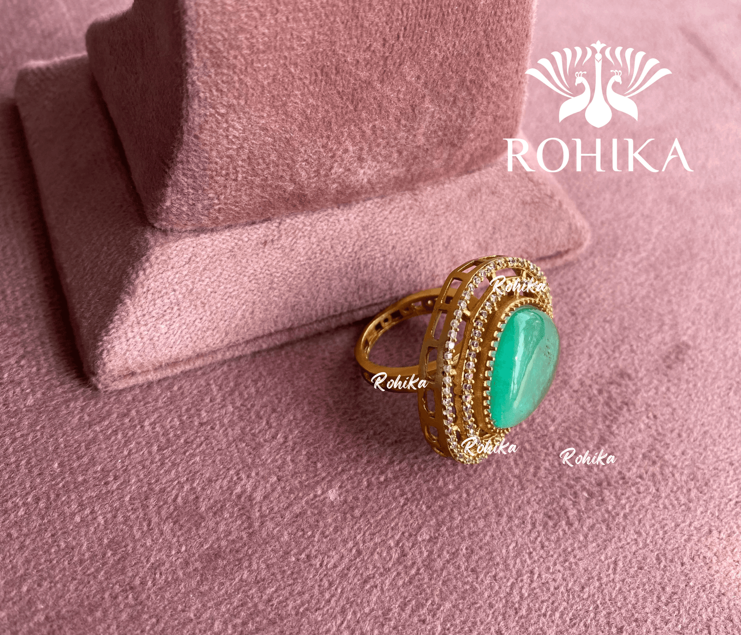 Angana polki kundan ring (SG-041) - Mint green - Rohika Store