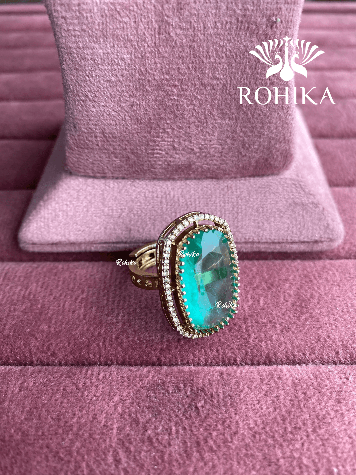 Angana polki kundan ring (SG-103) - Mint green - Rohika Store