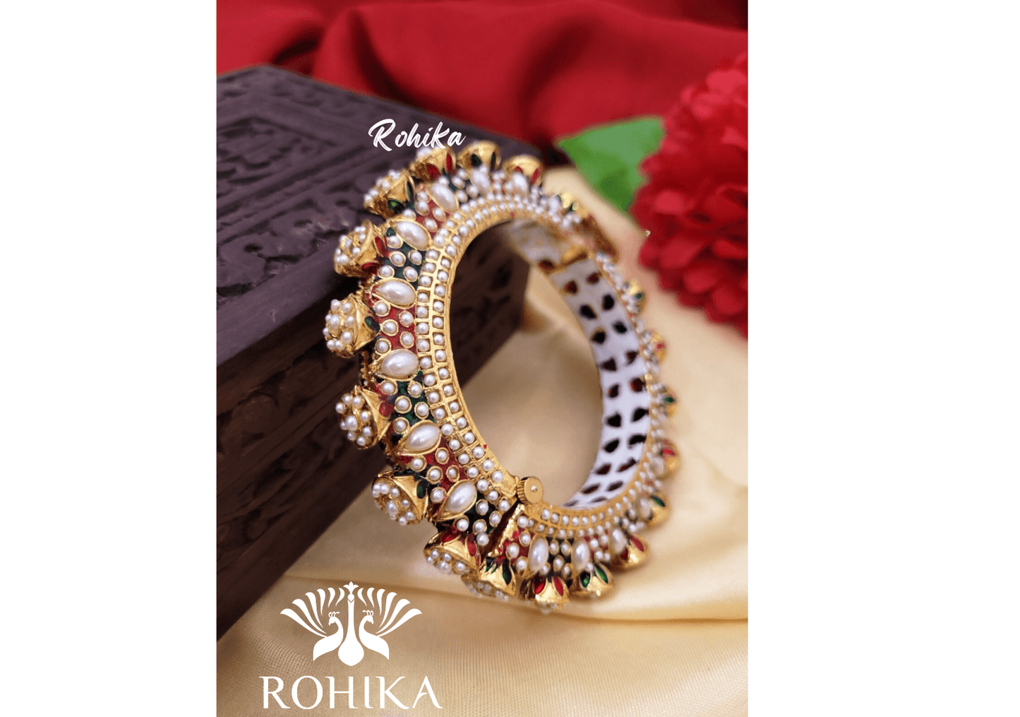 Navya jadau bangles (Single) -Multi colour - Rohika Store