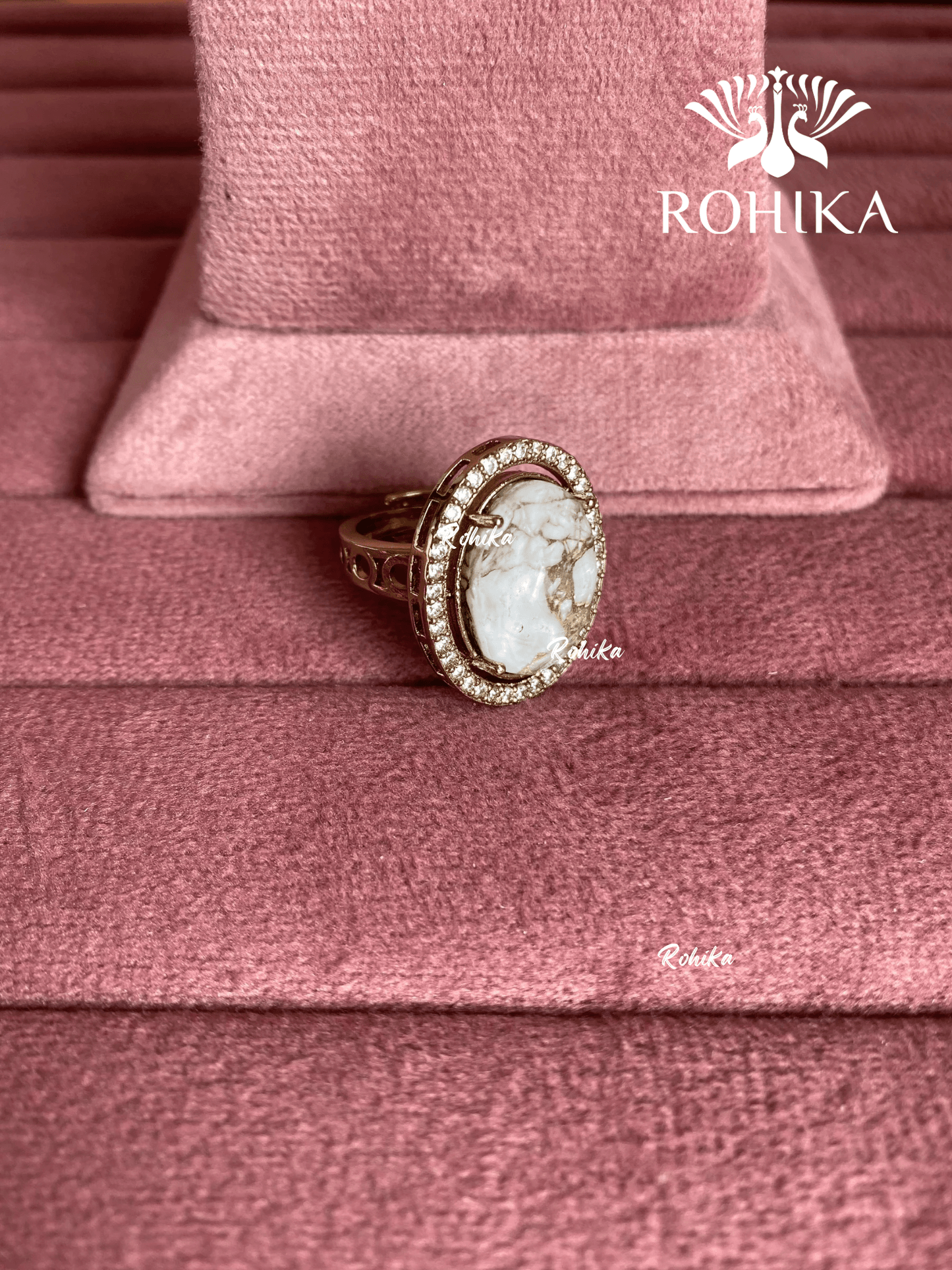 Angana polki kundan ring (SG-090) - White - Rohika Store